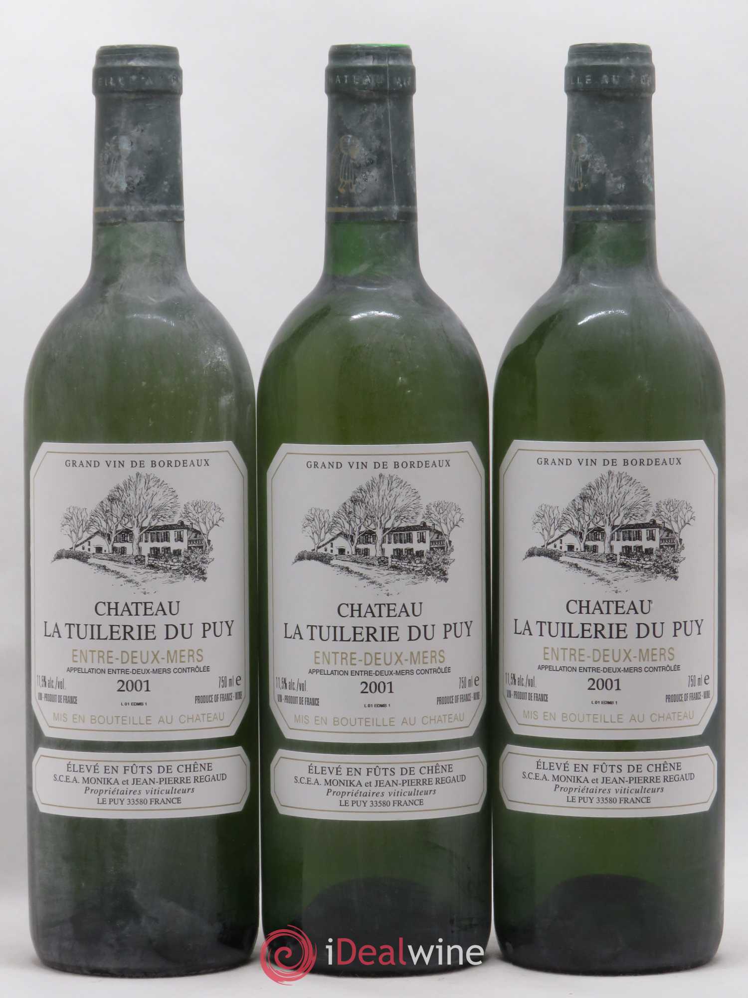 Entre-deux-Mers Château La Tuilerie du Puy (sans prix de réserve) 2001 - Posten von 3 Flaschen - 0