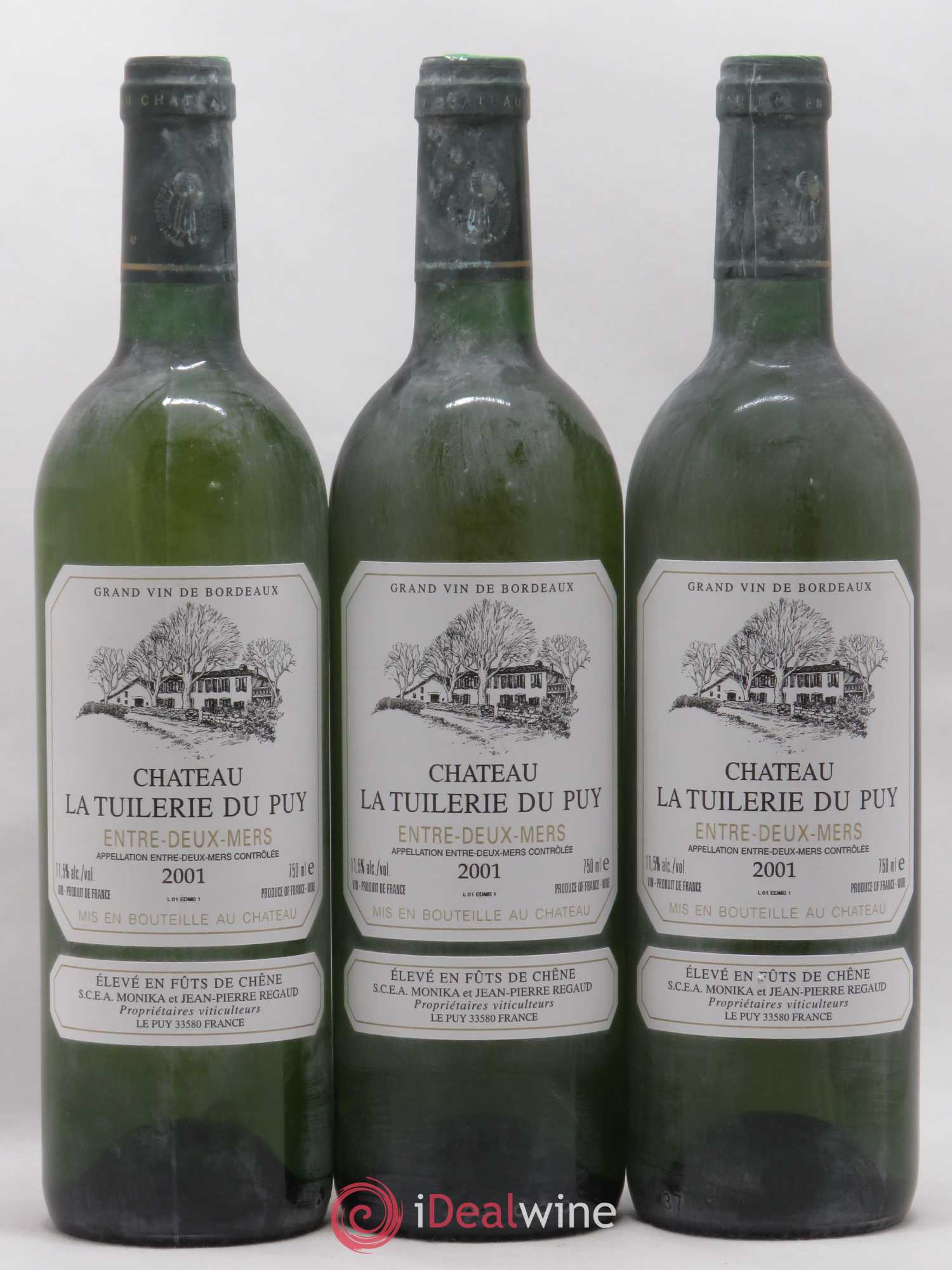 Entre-deux-Mers Château La Tuilerie du Puy (sans prix de réserve) 2001 - Posten von 3 Flaschen - 0