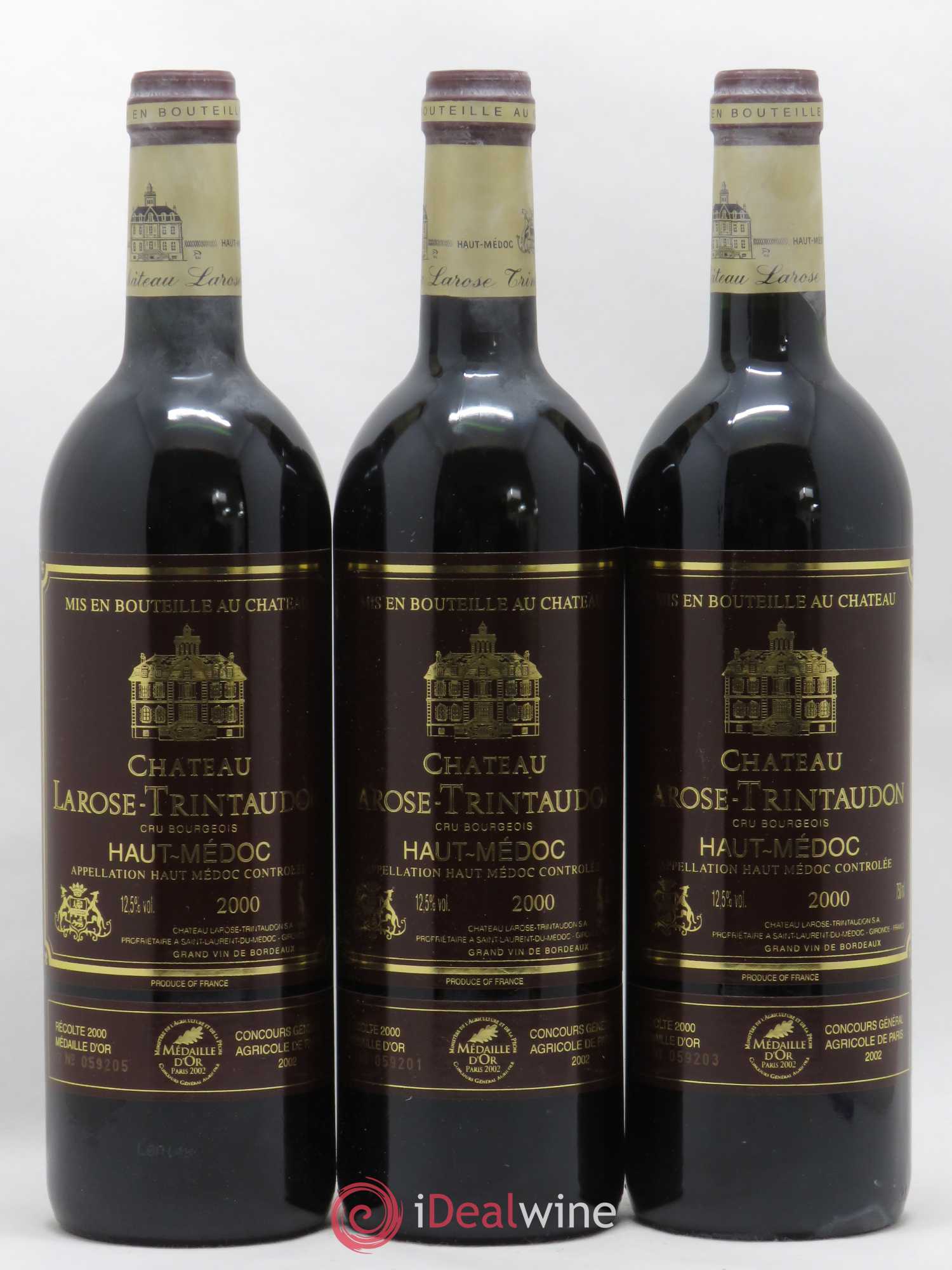 Château Larose Trintaudon Cru Bourgeois 2000 - Lot de 3 bouteilles - 0
