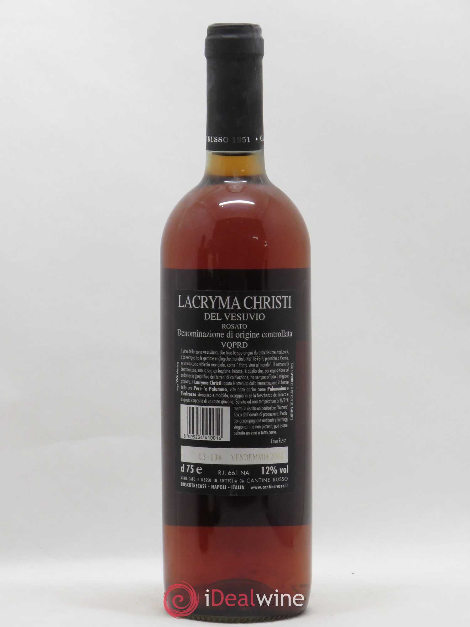 Italie Campanie Lacryma Christi Del Vesuvio Cantine Russo 2002 - Posten von 1 Flasche - 1