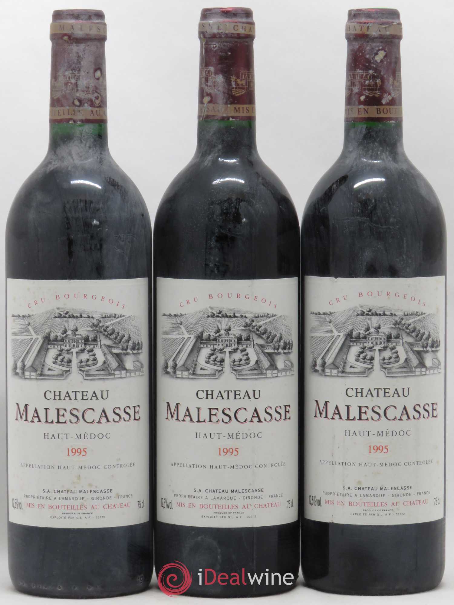 Château Malescasse Cru Bourgeois Exceptionnel 1995 - Lot de 3 bouteilles - 0