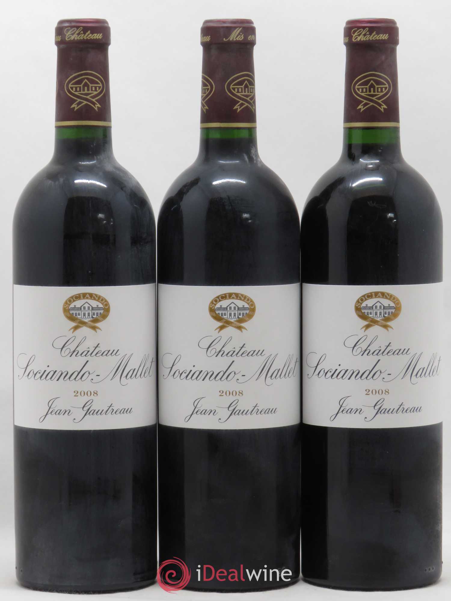 Château Sociando Mallet 2008 - Lot de 3 bouteilles - 0
