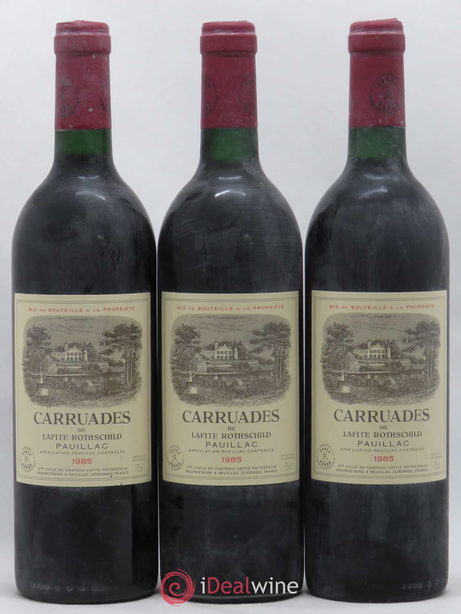 Carruades de Lafite Rothschild Second Vin 1985 - Lot de 3 bouteilles - 0