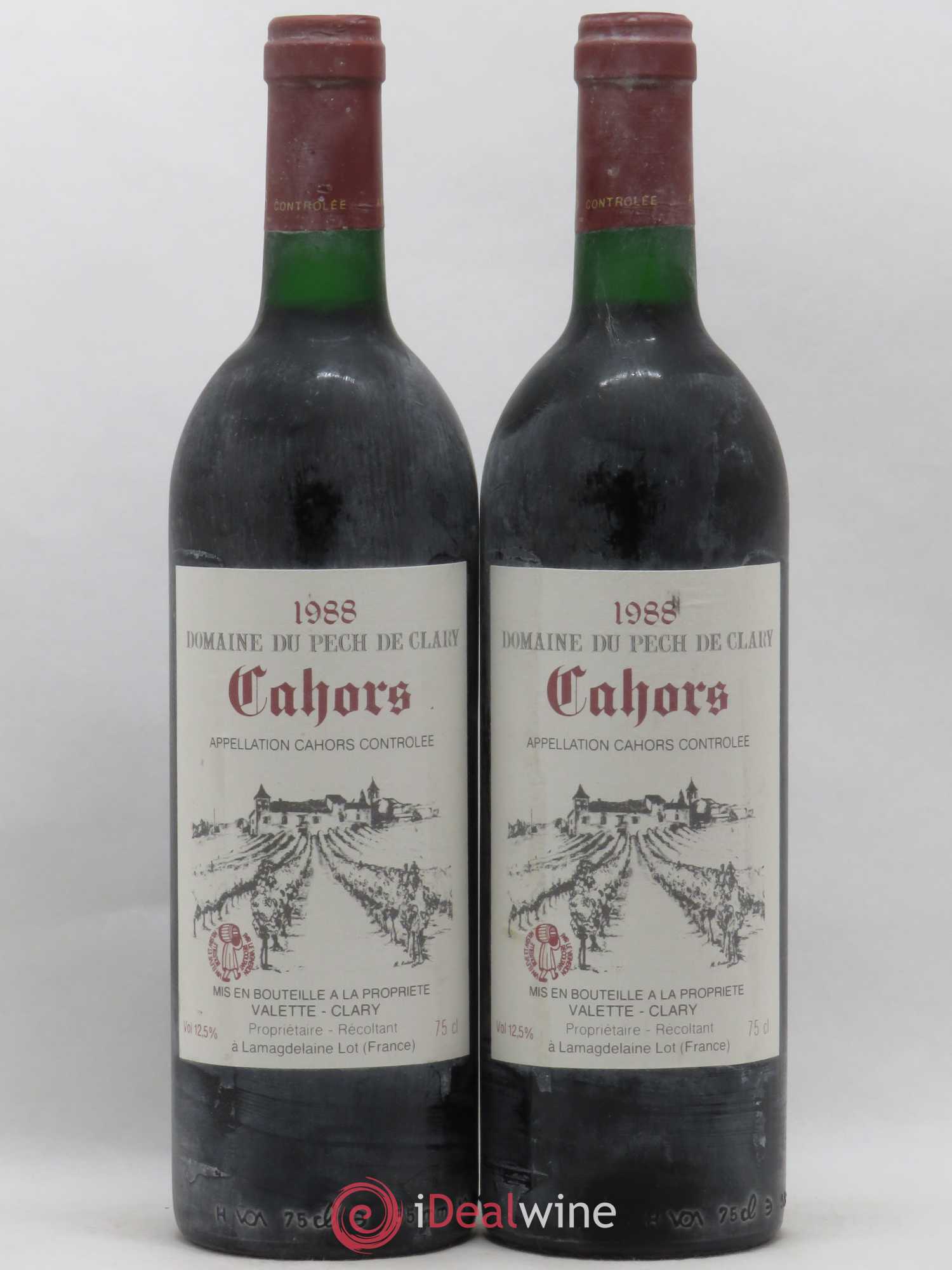 Cahors Domaine du Pech de Clary Valette Clary (sans prix de réserve) 1988 - Posten von 2 Flaschen - 0