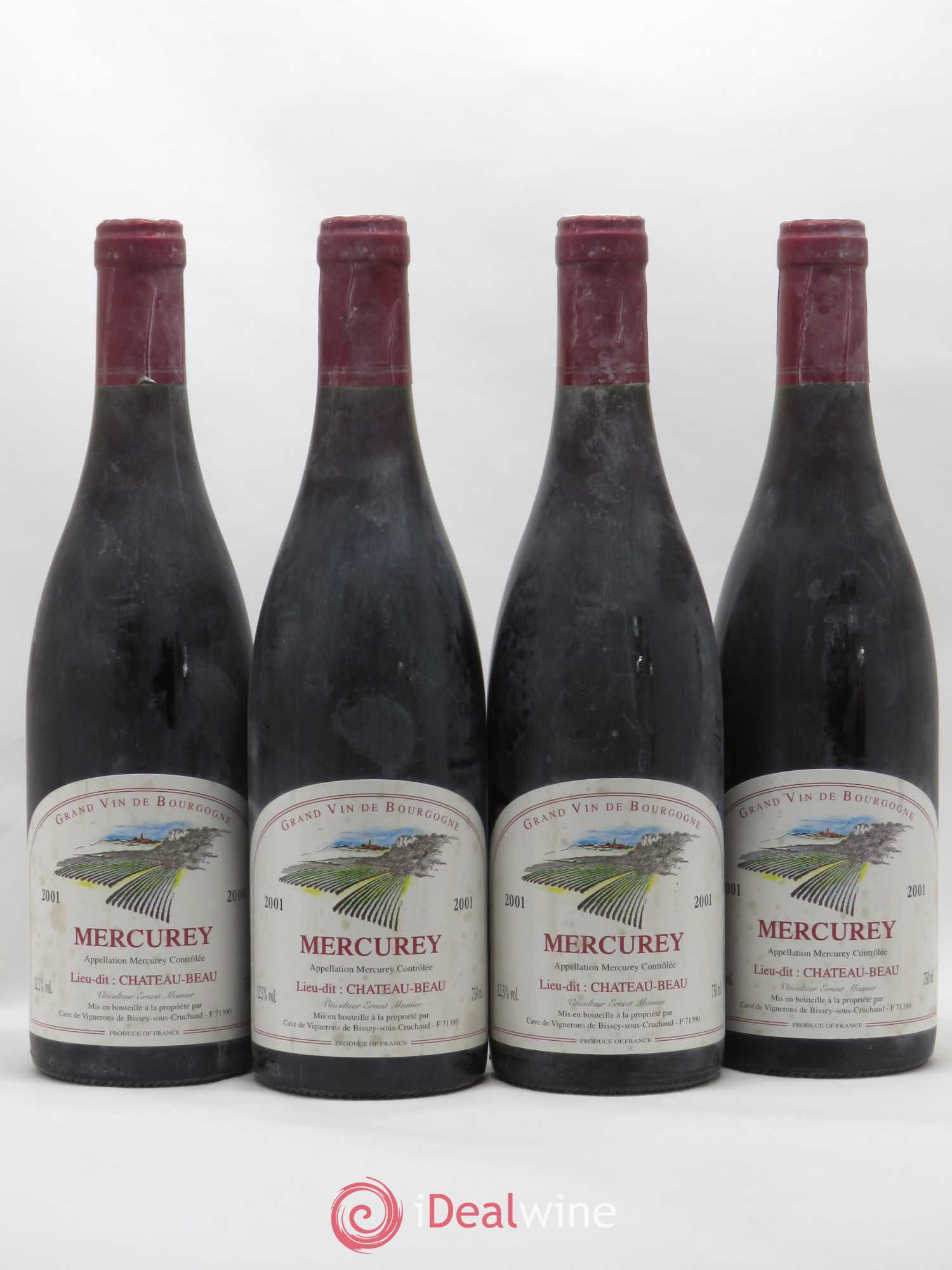 Mercurey Château Beau Vignerons Bissey sous Cruchard 2001 - Posten von 4 Flaschen - 0