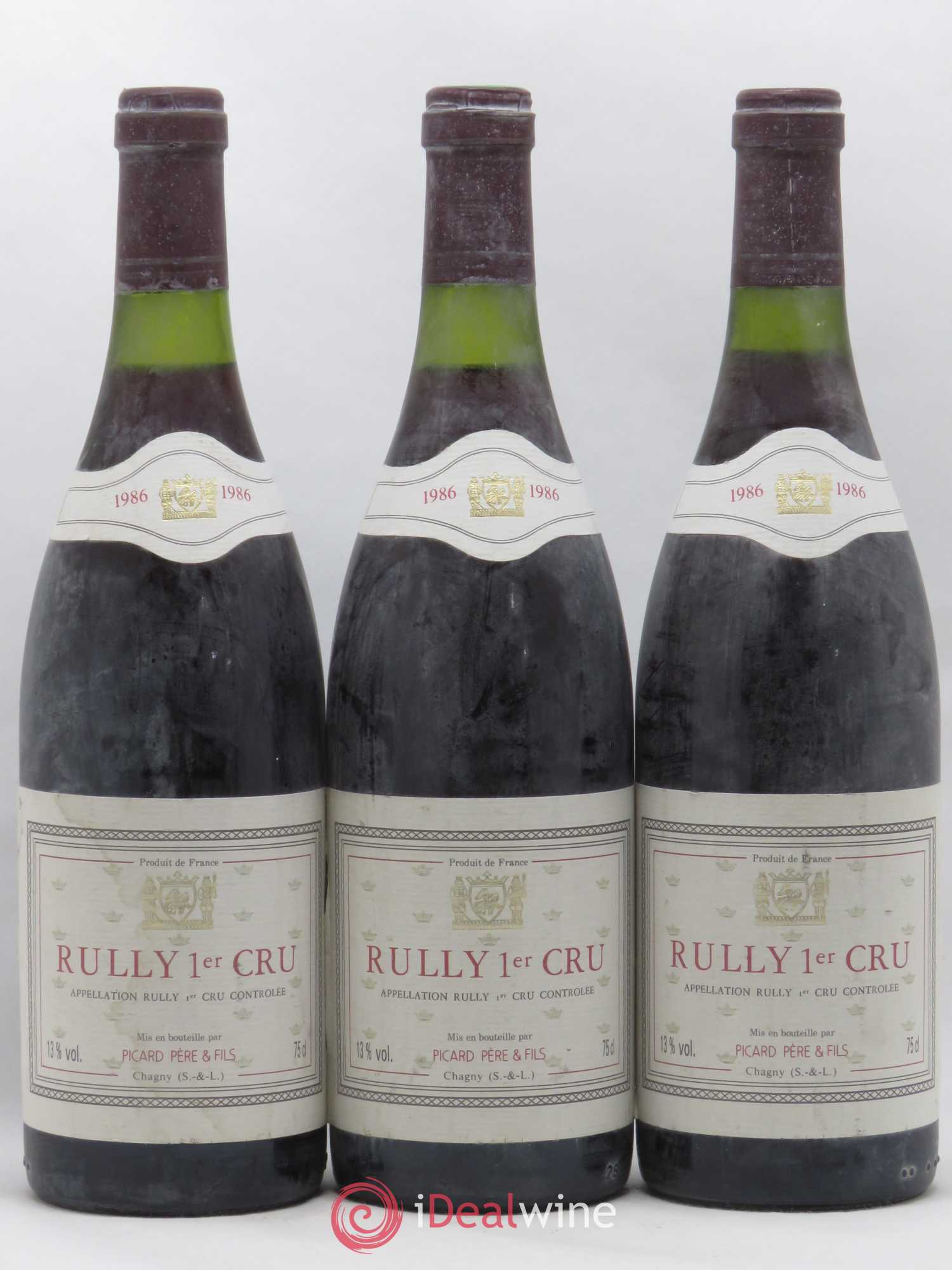 Rully 1er Cru Picard Père et Fils 1986 - Lot de 3 bouteilles - 0