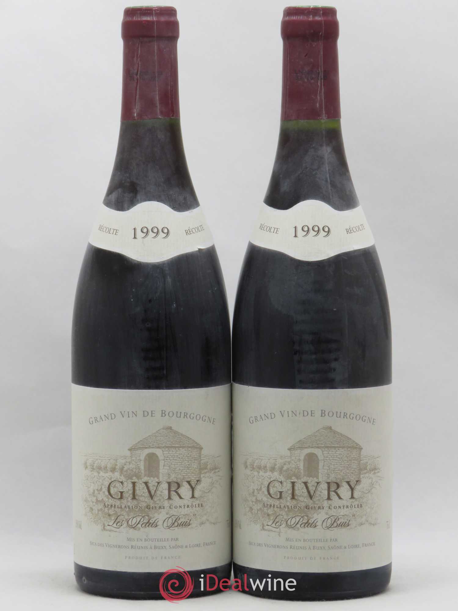Givry Les Petits Buis Vignerons Réunis à Buxy 1999 - Posten von 2 Flaschen - 0