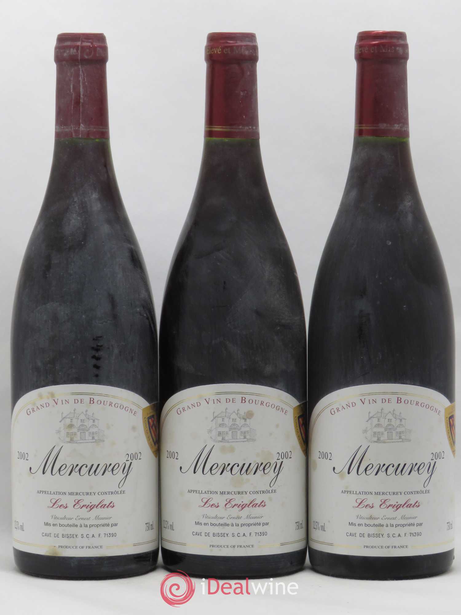 Mercurey Les Eriglats Cave de Bissey 2002 - Posten von 3 Flaschen - 0