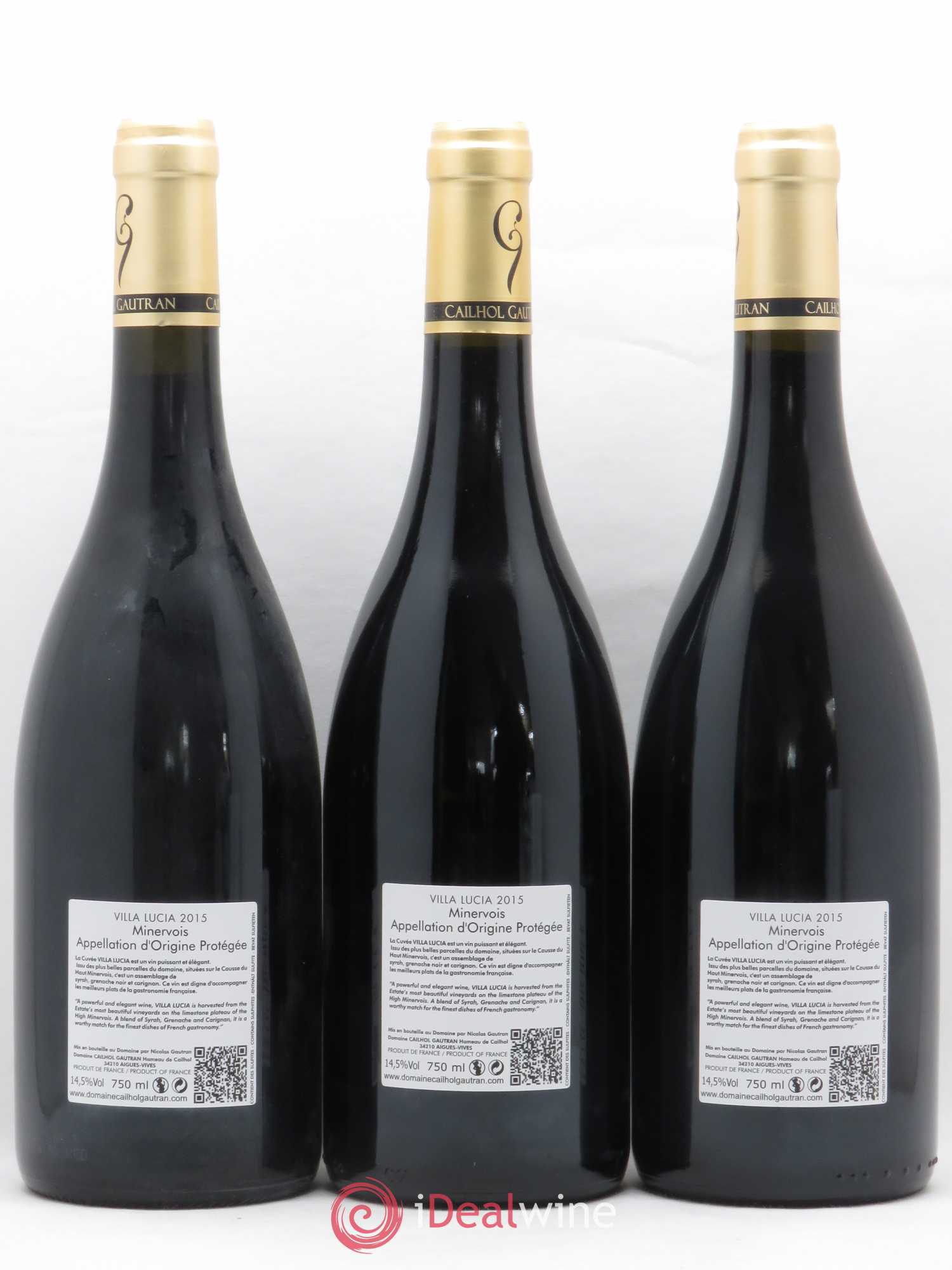 Minervois Villa Lucia Domaine Cailhol Gautran (sans prix de réserve) 2015 - Posten von 3 Flaschen - 1