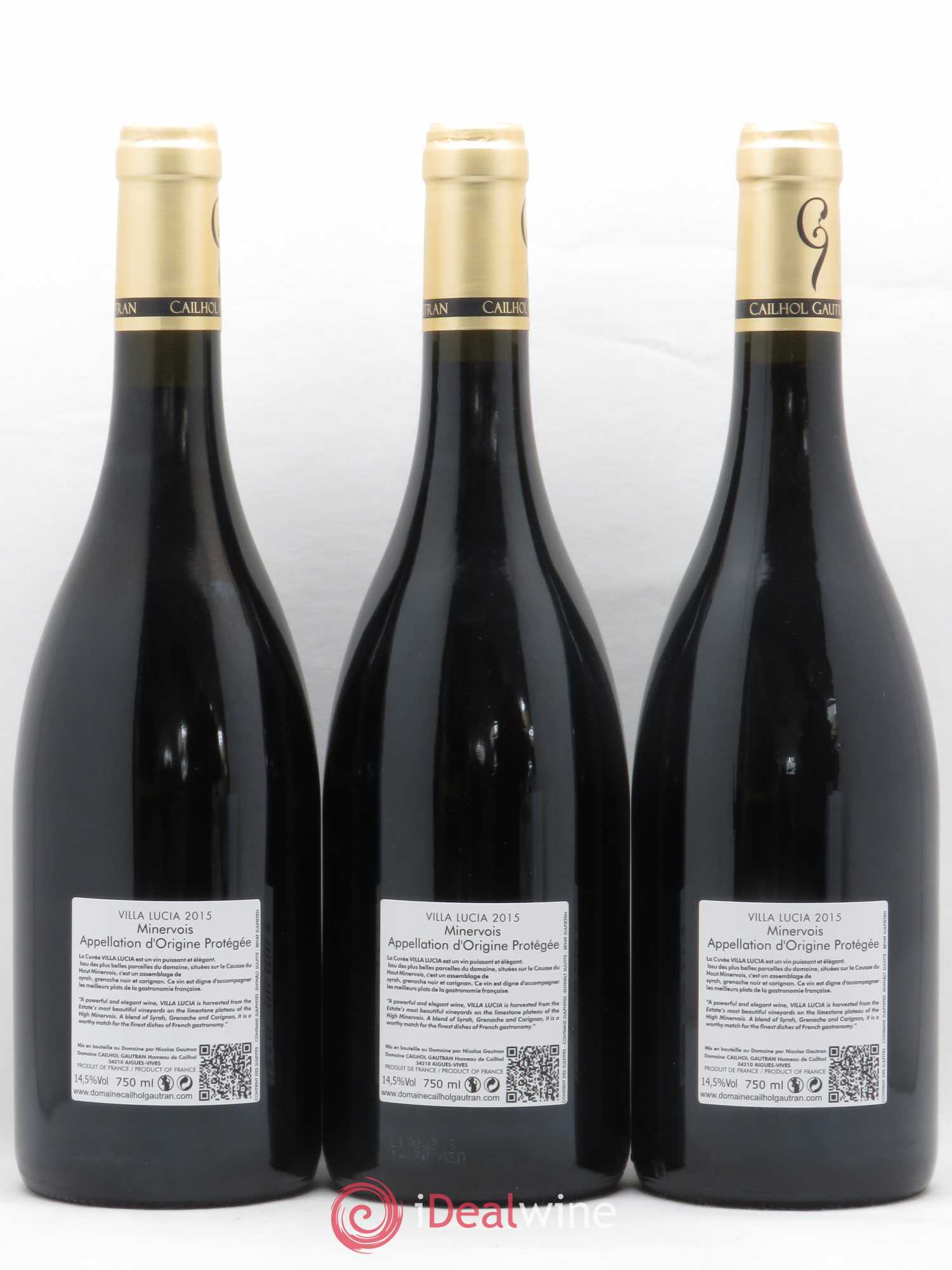 Minervois Villa Lucia Domaine Cailhol Gautran (sans prix de réserve) 2015 - Posten von 3 Flaschen - 1
