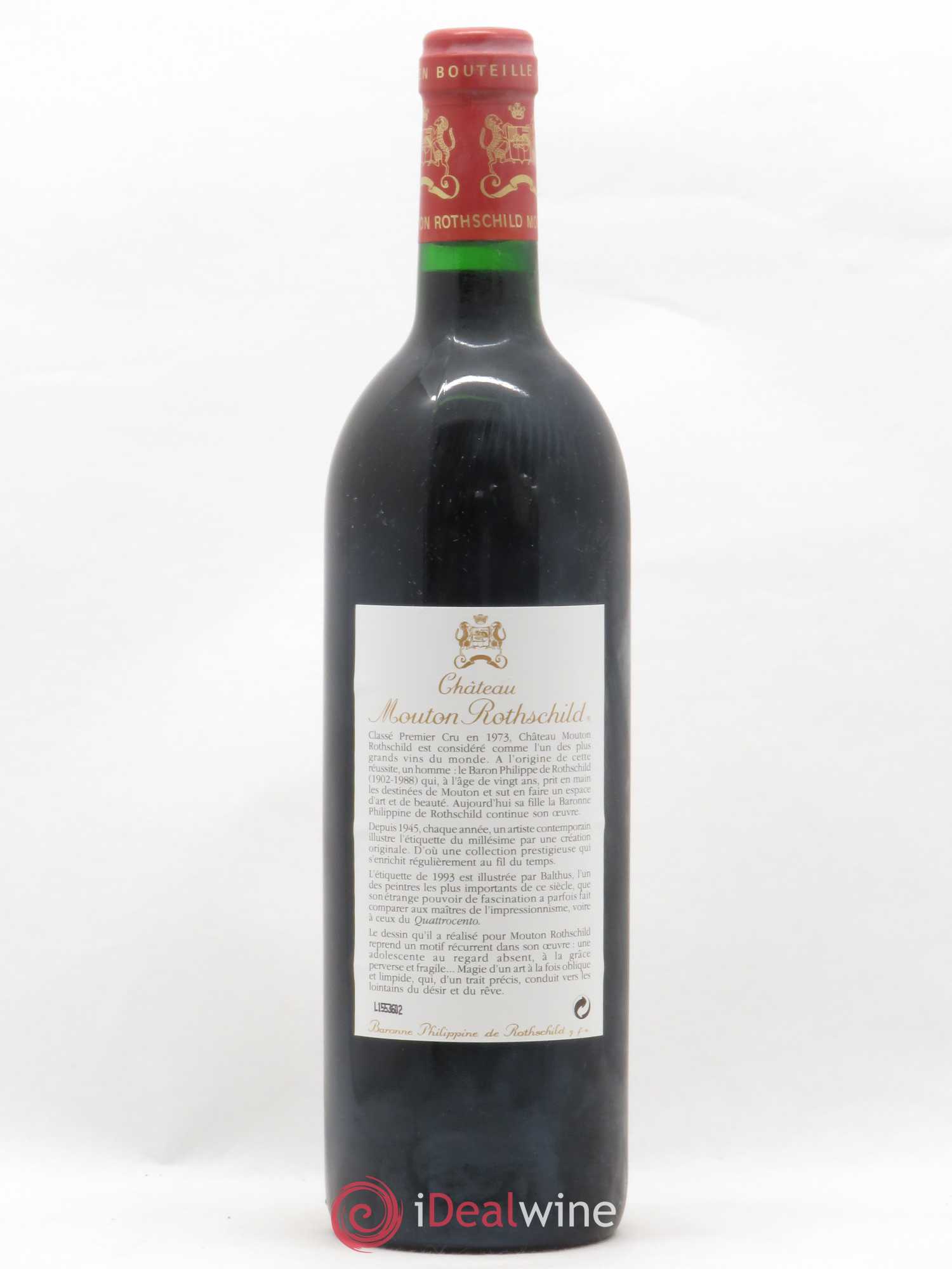 Château Mouton Rothschild 1er Grand Cru Classé 1993 - Lot de 1 bouteille - 1