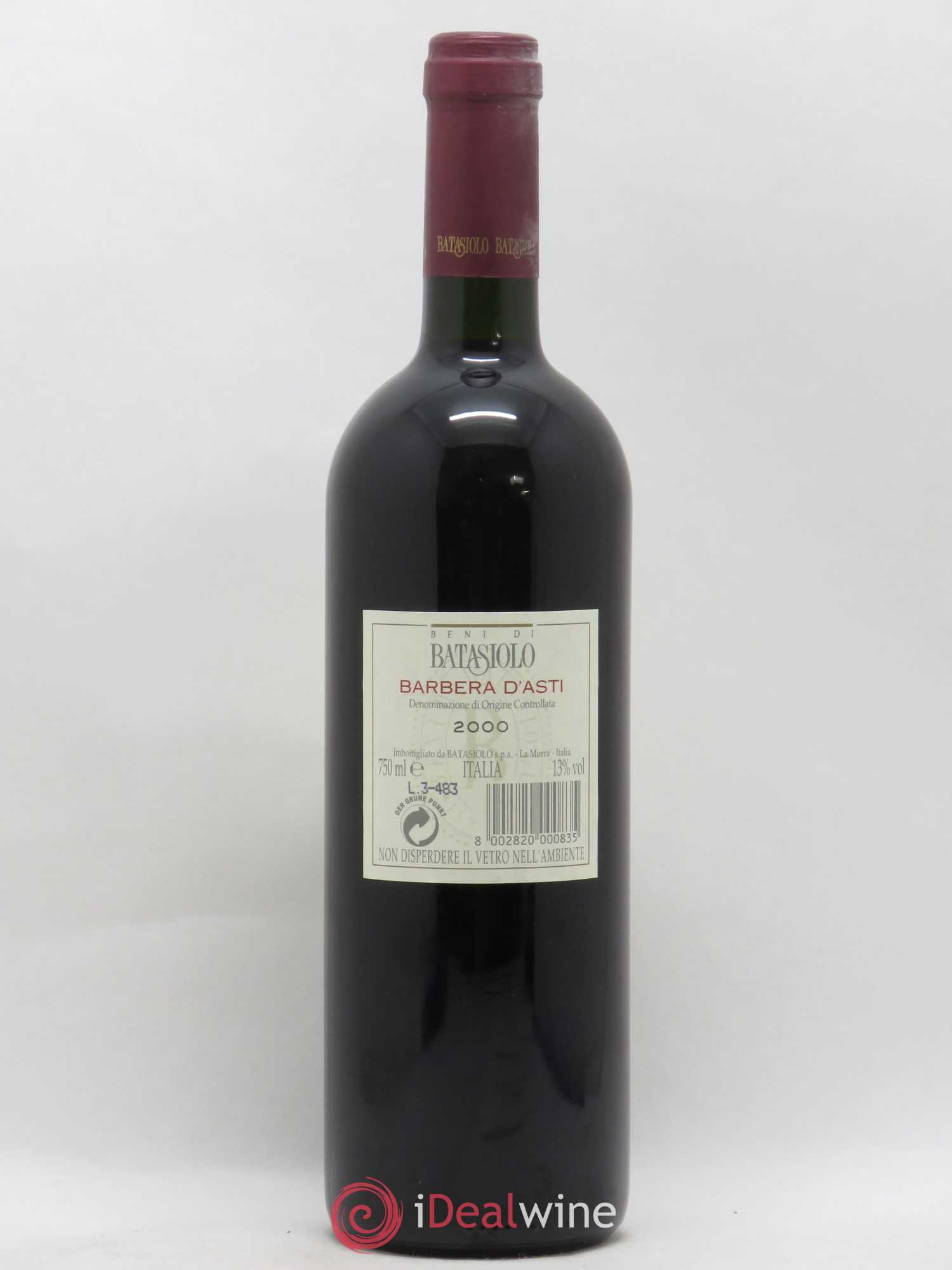 Italie Barbera d'Asti Beni di Bastasiolo 2000 - Posten von 1 Flasche - 1