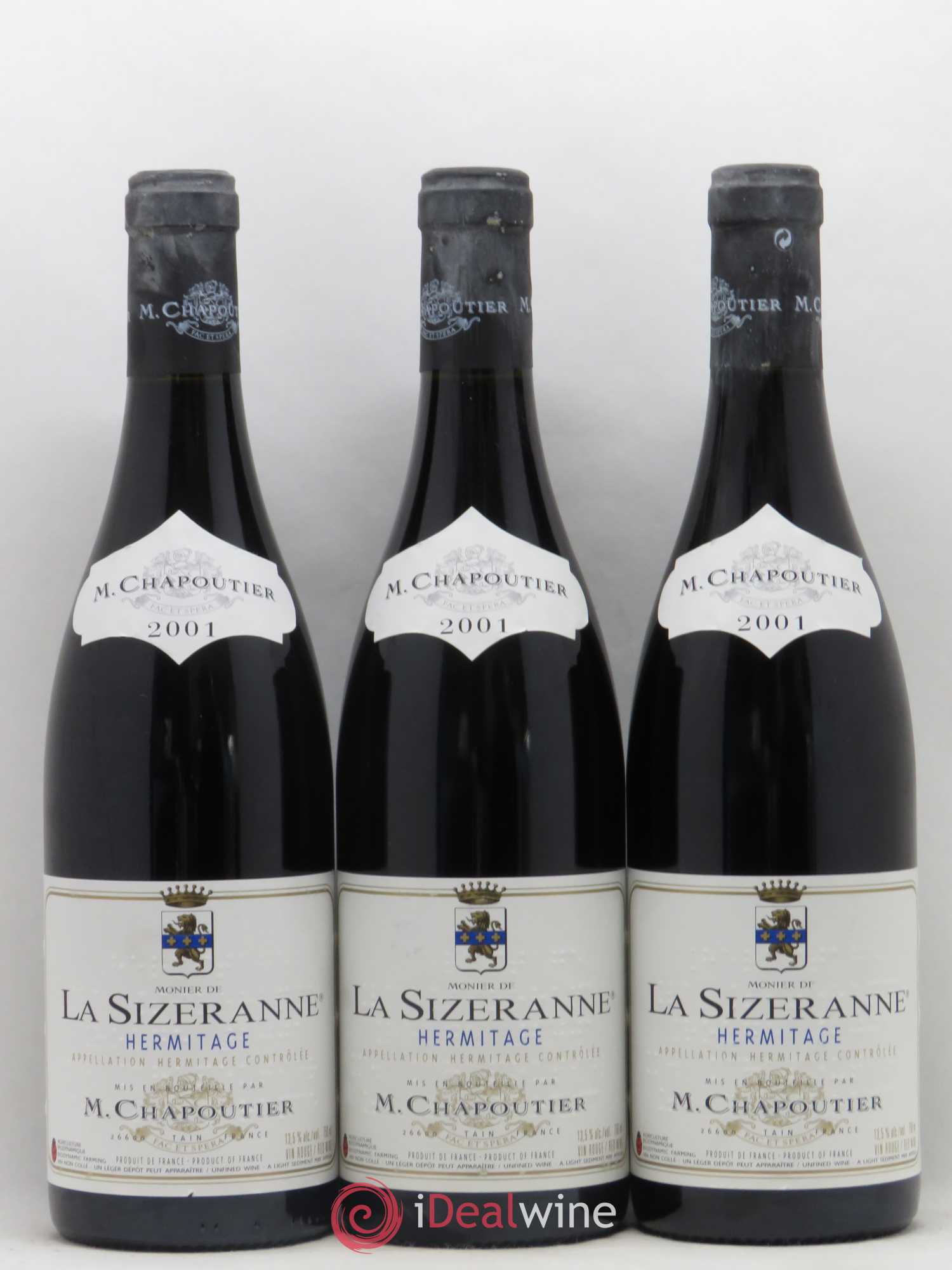 Hermitage Monier de La Sizeranne Chapoutier 2001 - Lot de 3 bouteilles - 0