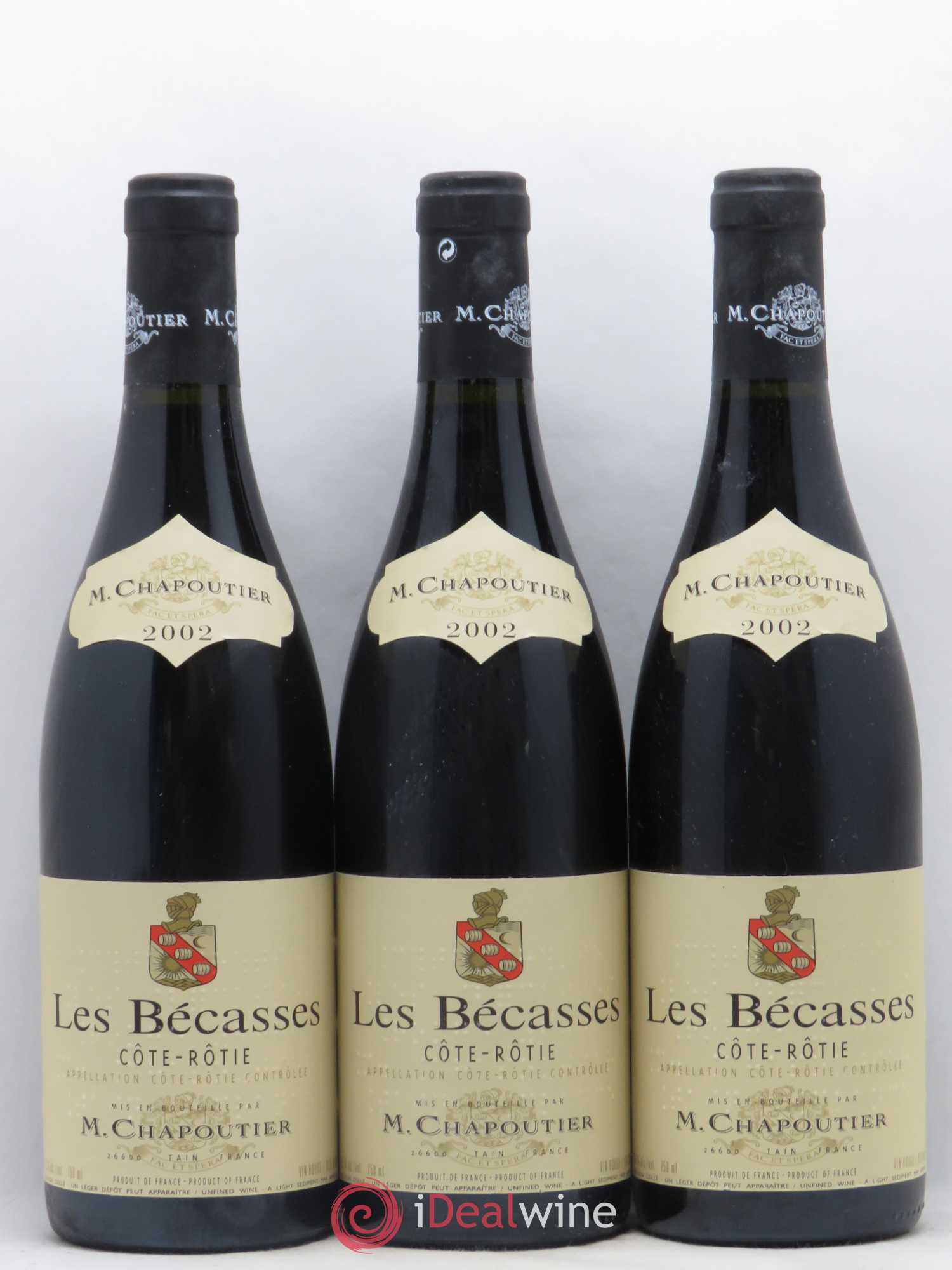Côte-Rôtie Les Bécasses Chapoutier 2002 - Lot de 3 bouteilles - 0