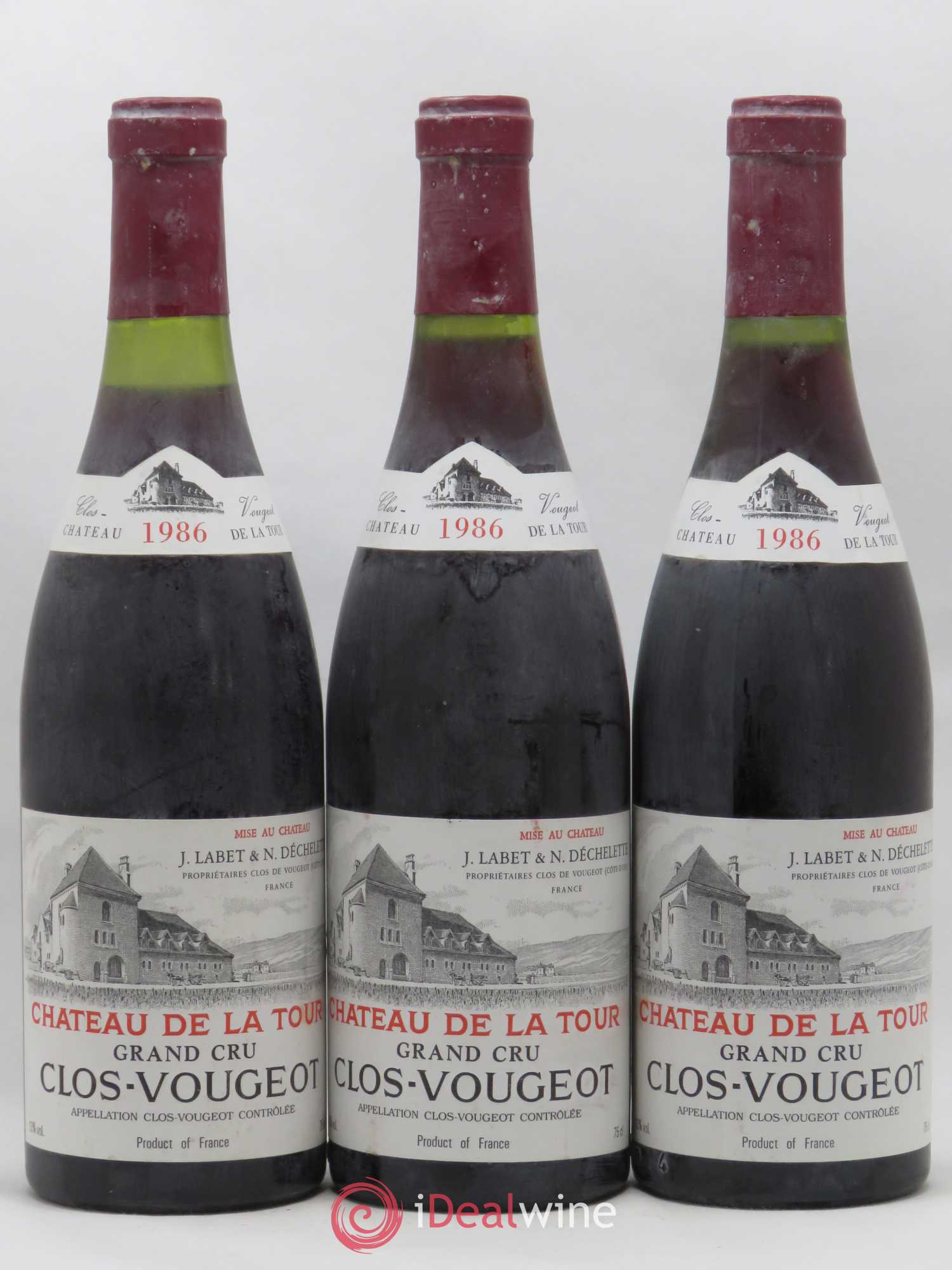 Clos de Vougeot Grand Cru Château de La Tour 1986 - Lot de 3 bouteilles - 0