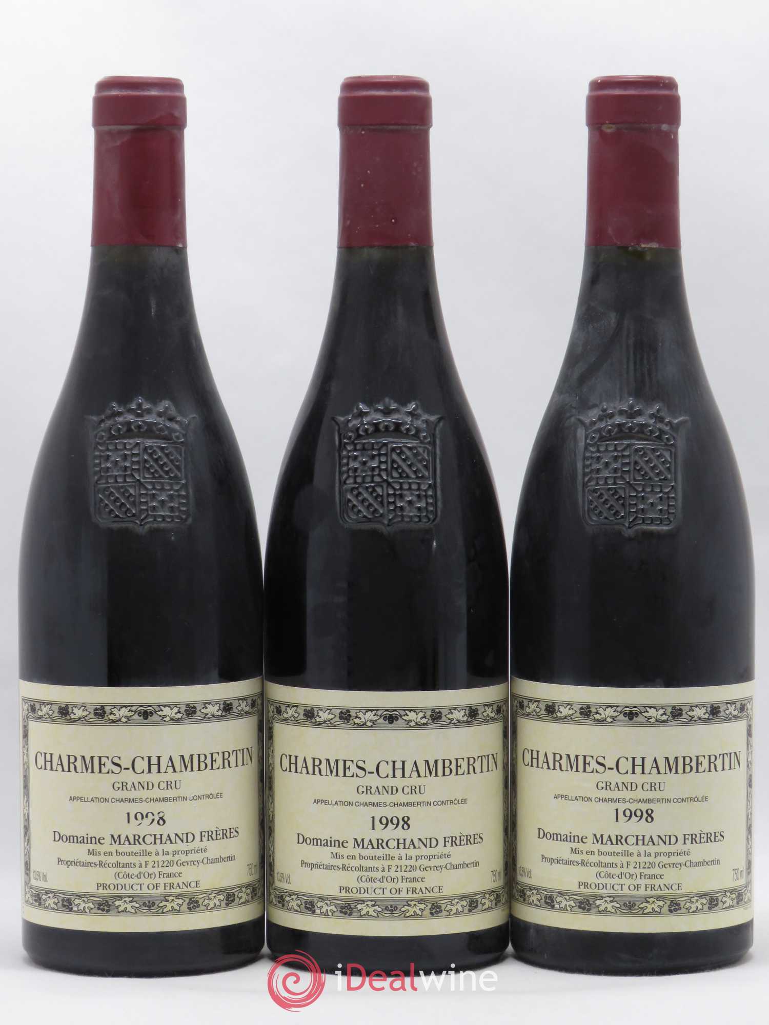 Charmes-Chambertin Grand Cru Marchand Frères 1998 - Lot de 3 bouteilles - 0