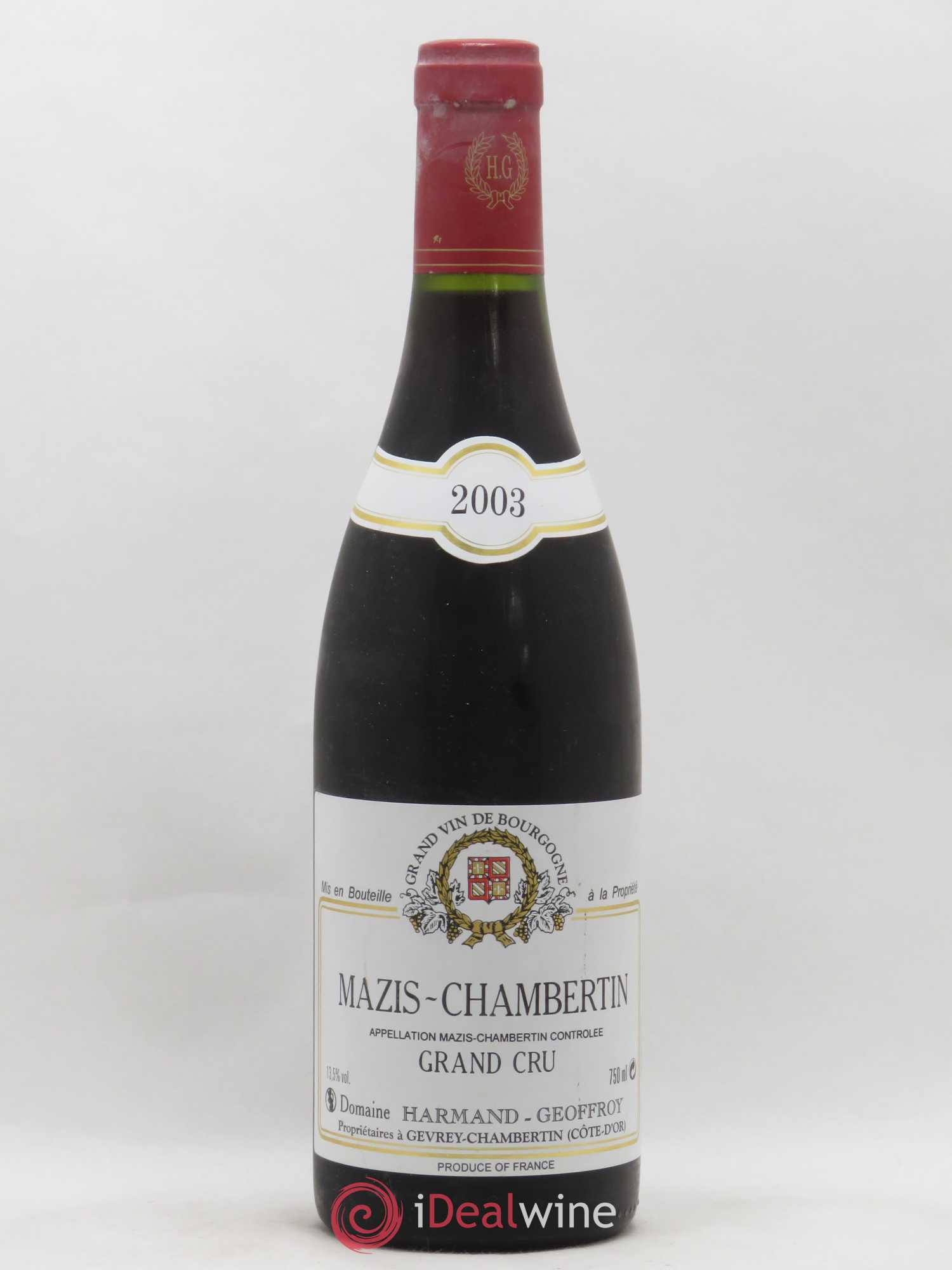 Mazis-Chambertin Grand Cru Harmand-Geoffroy (Domaine) 2003 - Lot de 1 bouteille - 0