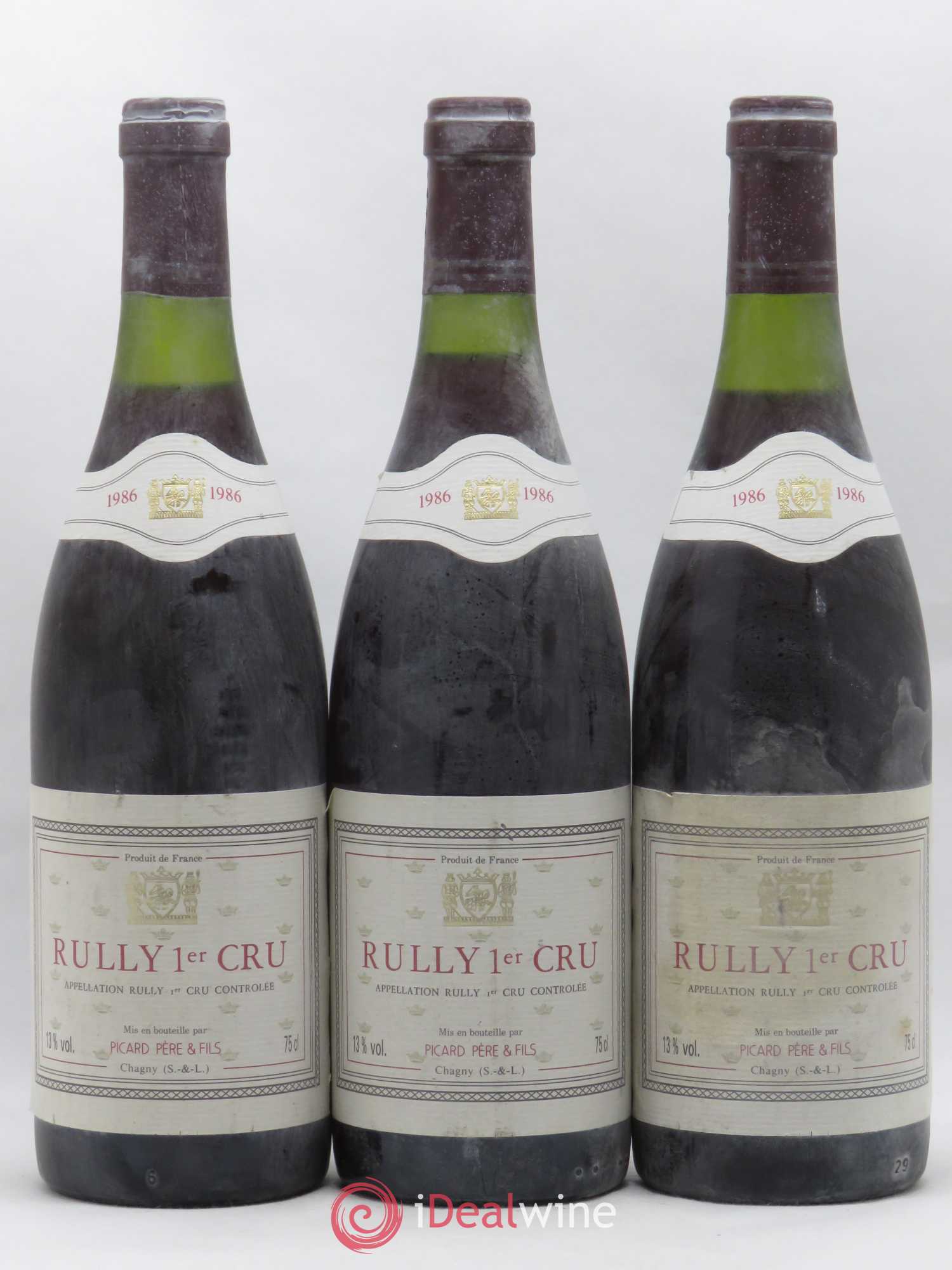 Rully 1er Cru Picard Pere et Fils 1986 - Posten von 3 Flaschen - 0