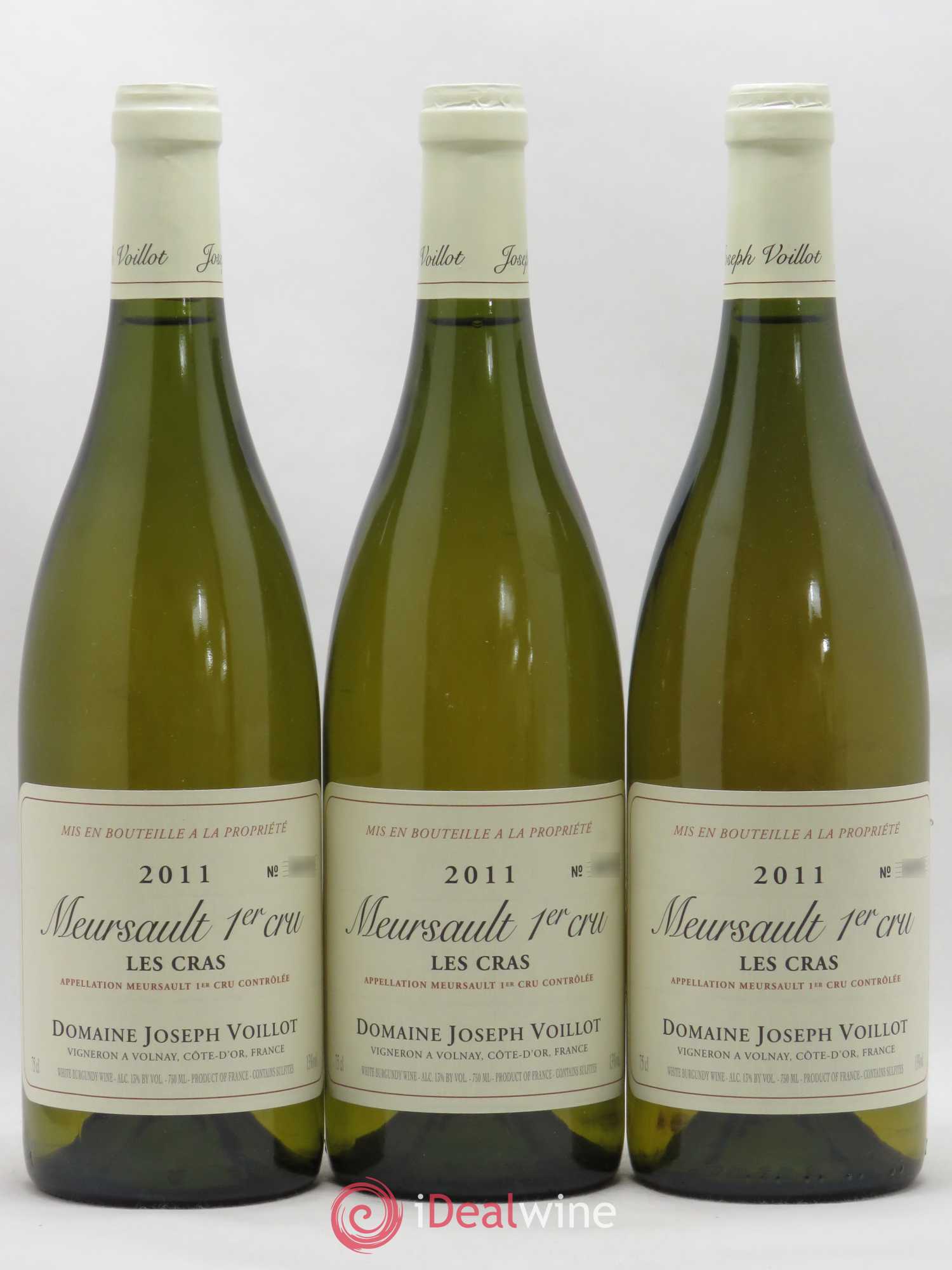 Meursault 1er Cru Les Cras Joseph Voillot 2011 - Posten von 3 Flaschen - 0