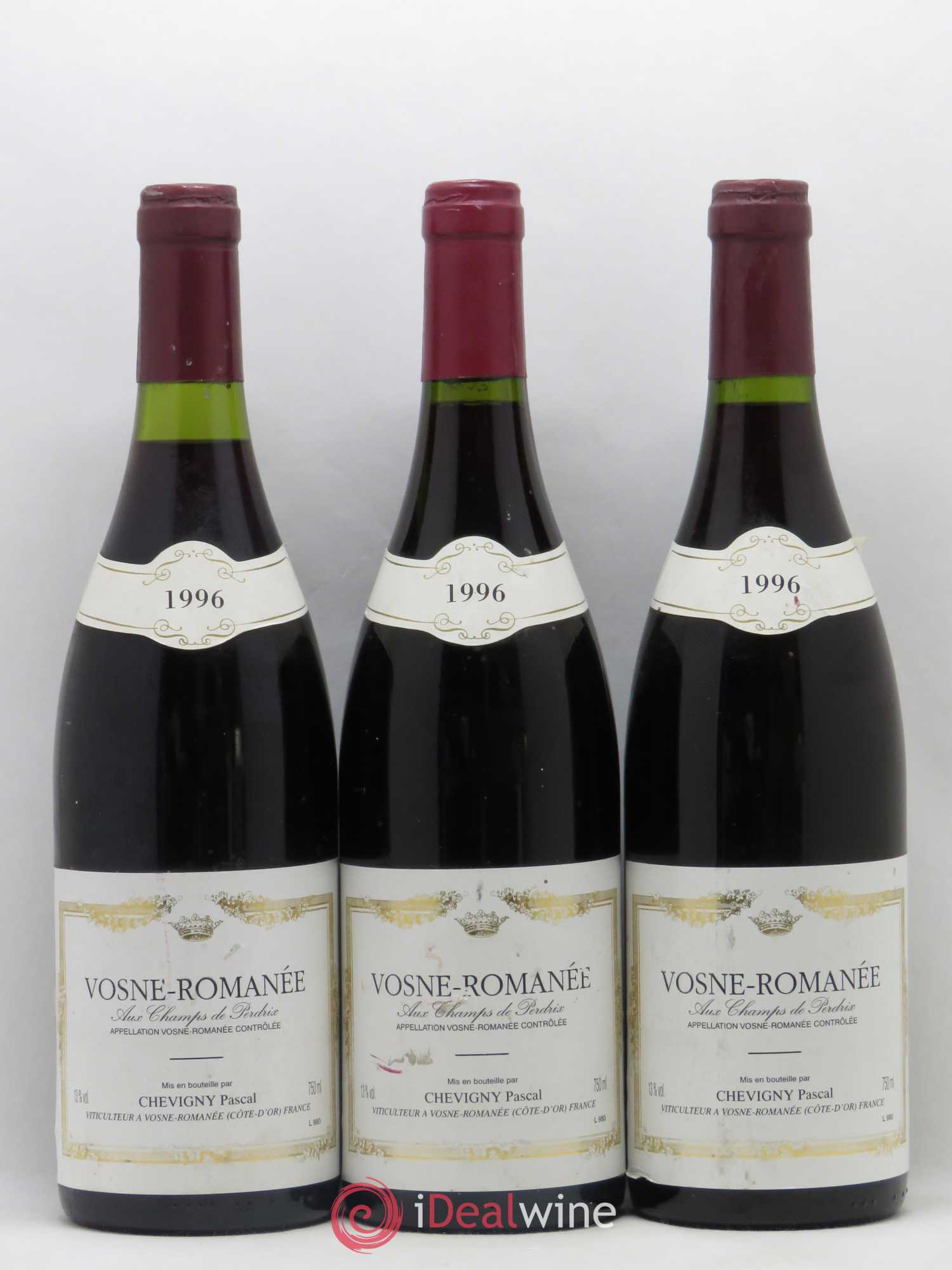 Vosne-Romanée Les Champs Perdrix Pascal Chevigny 1996 - Lot de 3 bouteilles - 0