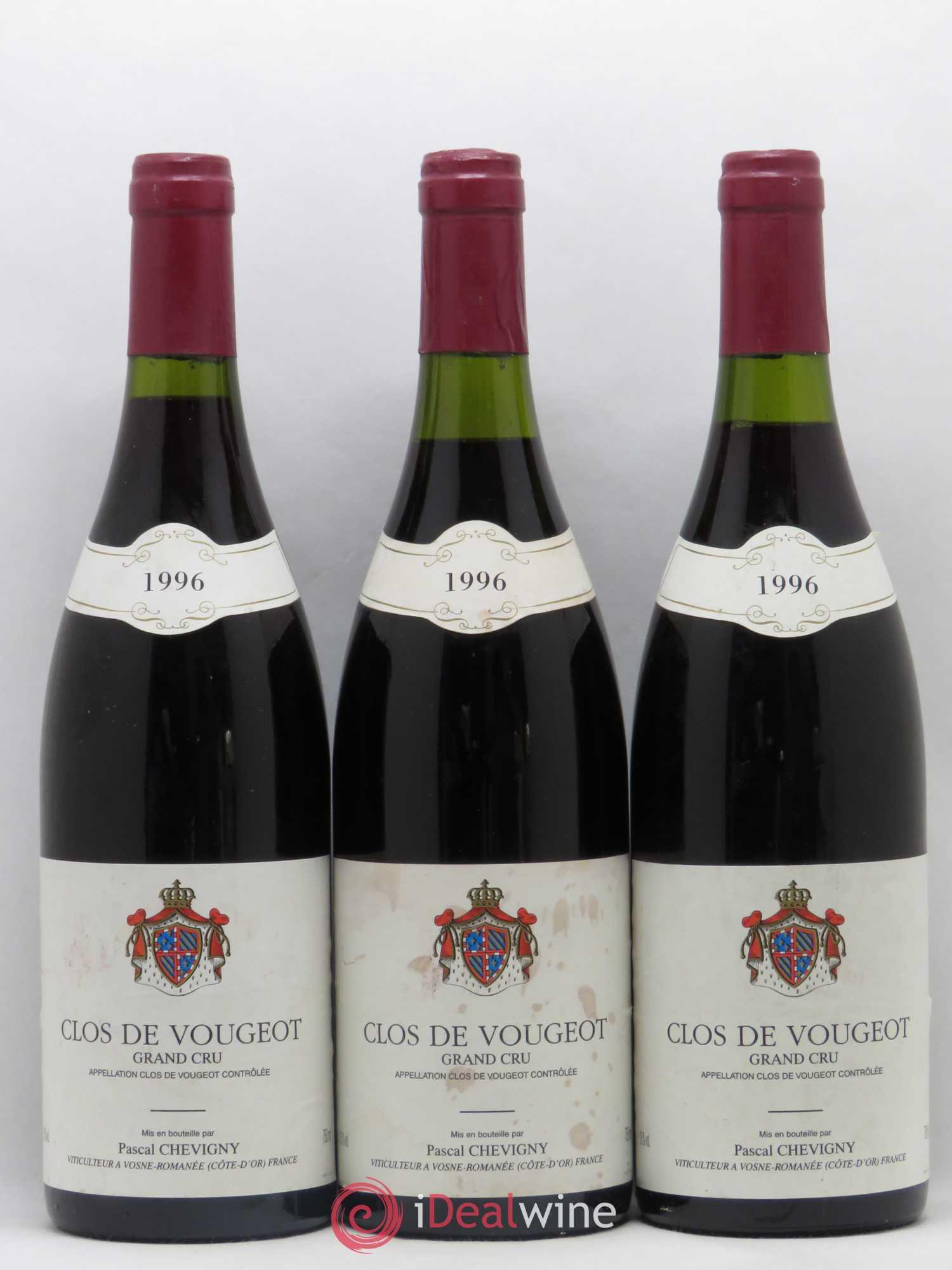 Clos de Vougeot Grand Cru Pascal Chevigny 1996 - Lot de 3 bouteilles - 0