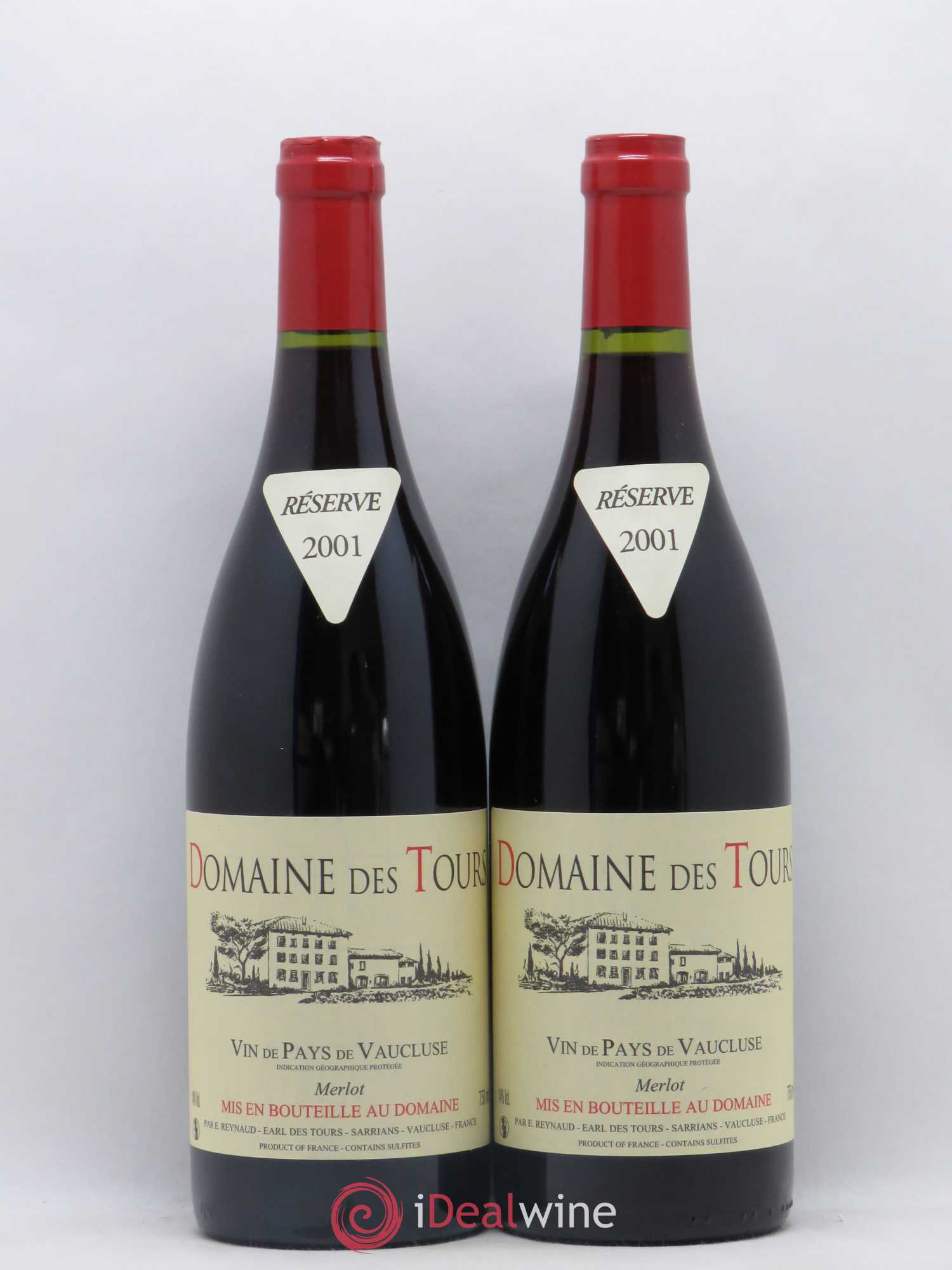 Vaucluse Domaine des Tours Merlot Emmanuel Reynaud 2001 - Lot de 2 bouteilles - 0