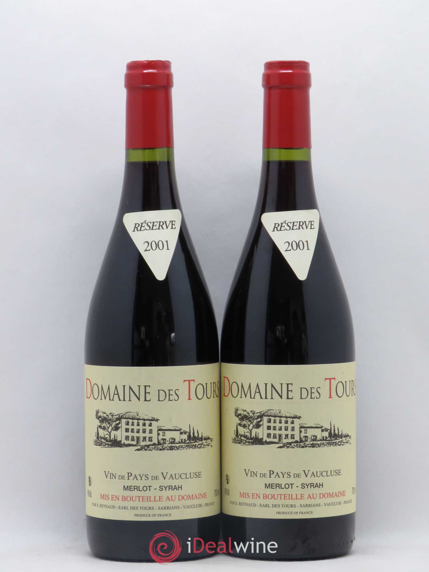 Vaucluse Domaine des Tours Merlot-Syrah Emmanuel Reynaud 2001 - Lot de 2 bouteilles - 0