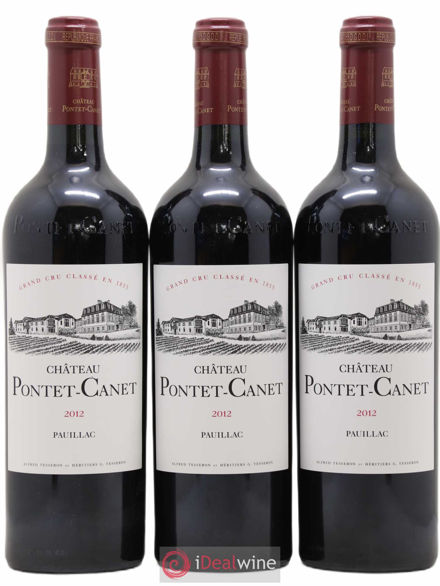 Château Pontet Canet 5ème Grand Cru Classé 2012 - Lot de 3 bouteilles - 0