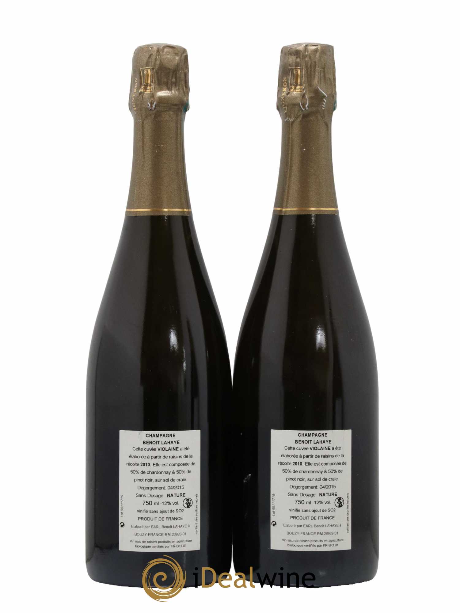 Violaine Brut Nature Benoit Lahaye 2010 - Lot de 2 bouteilles - 1