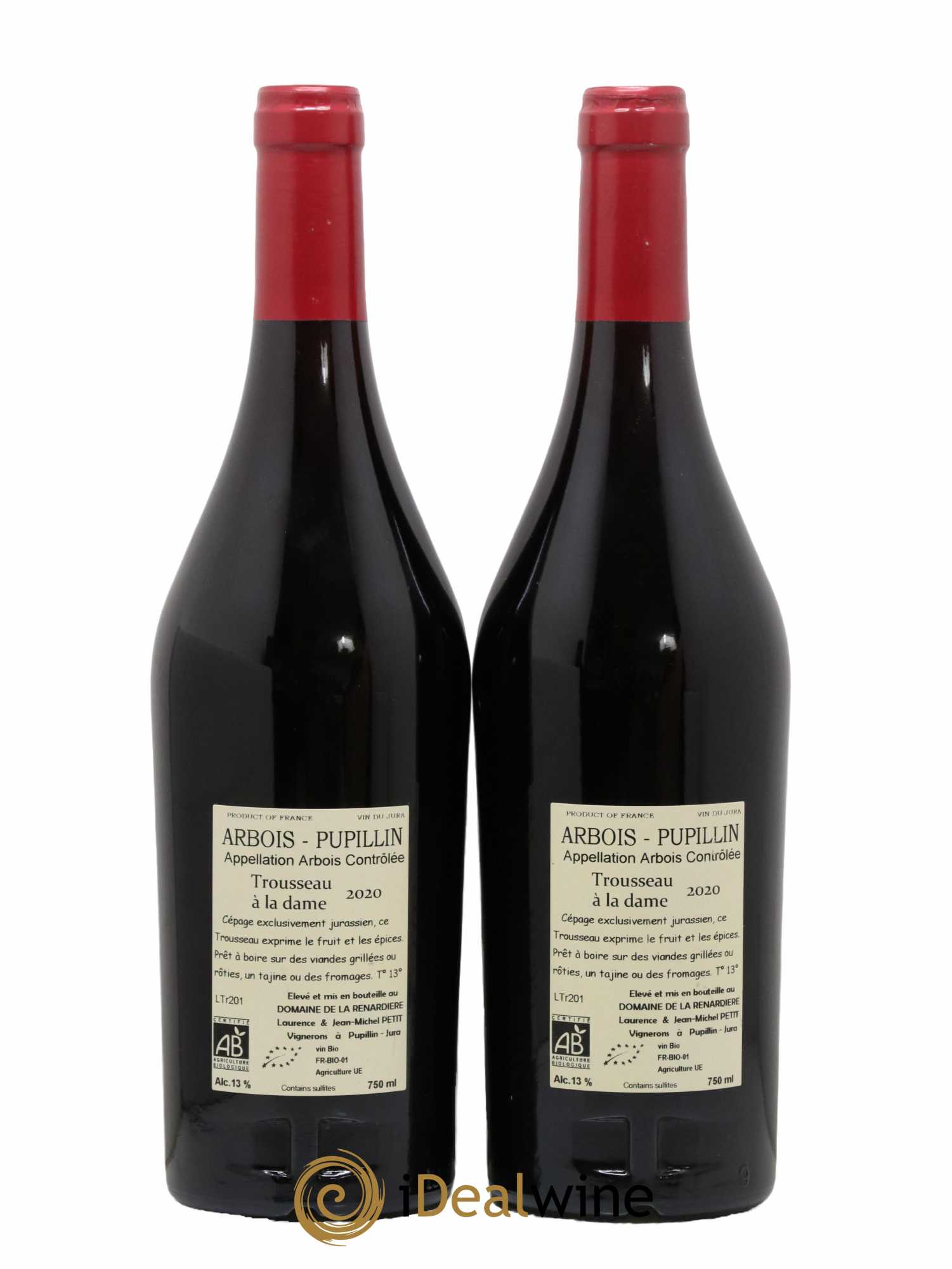 Arbois Trousseau à la dame Domaine de la Renardière (Pupillin) 2020 - Lot of 2 bottles - 1