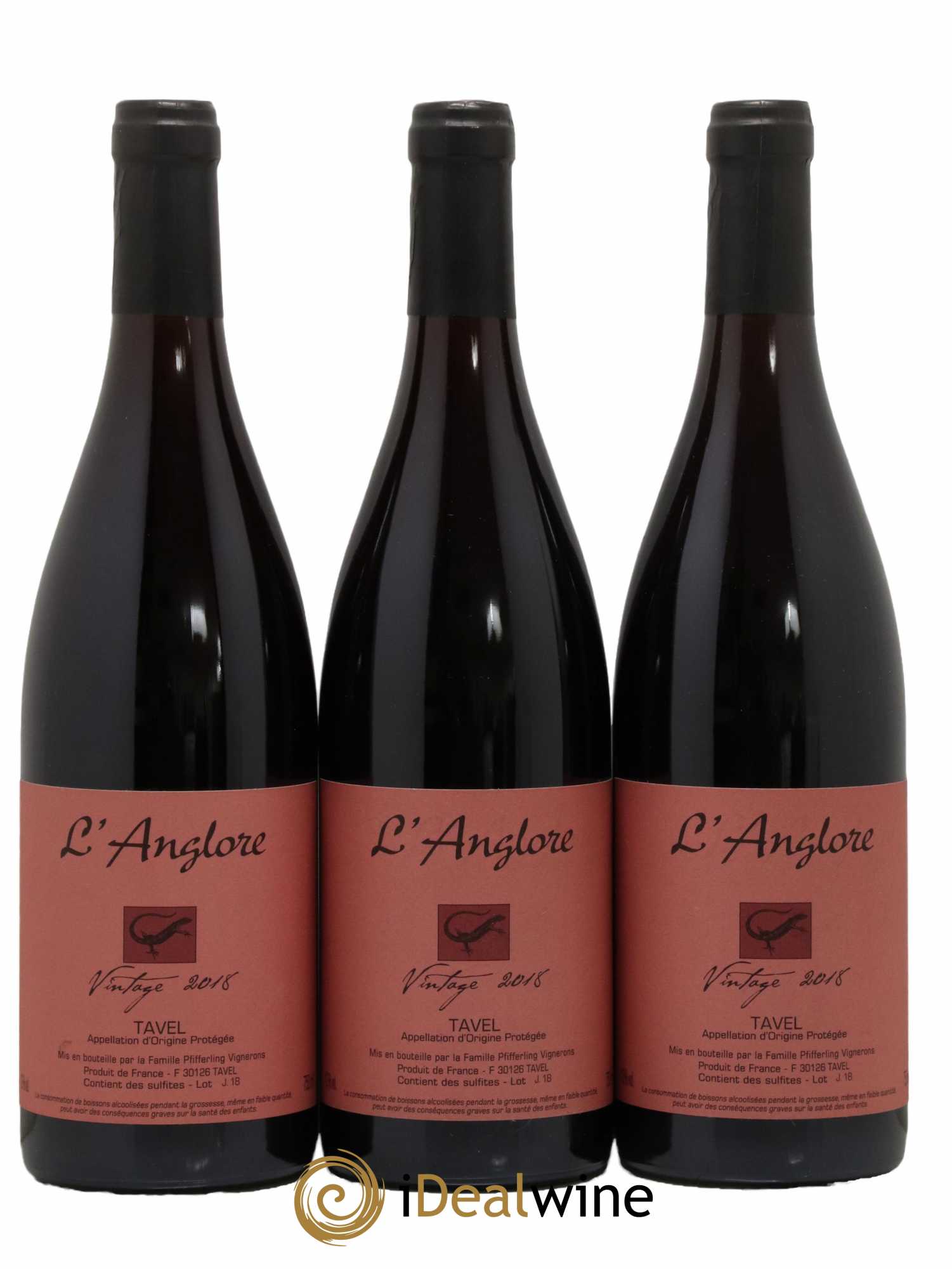 Tavel Vintage L'Anglore 2018 - Lot of 3 bottles - 0