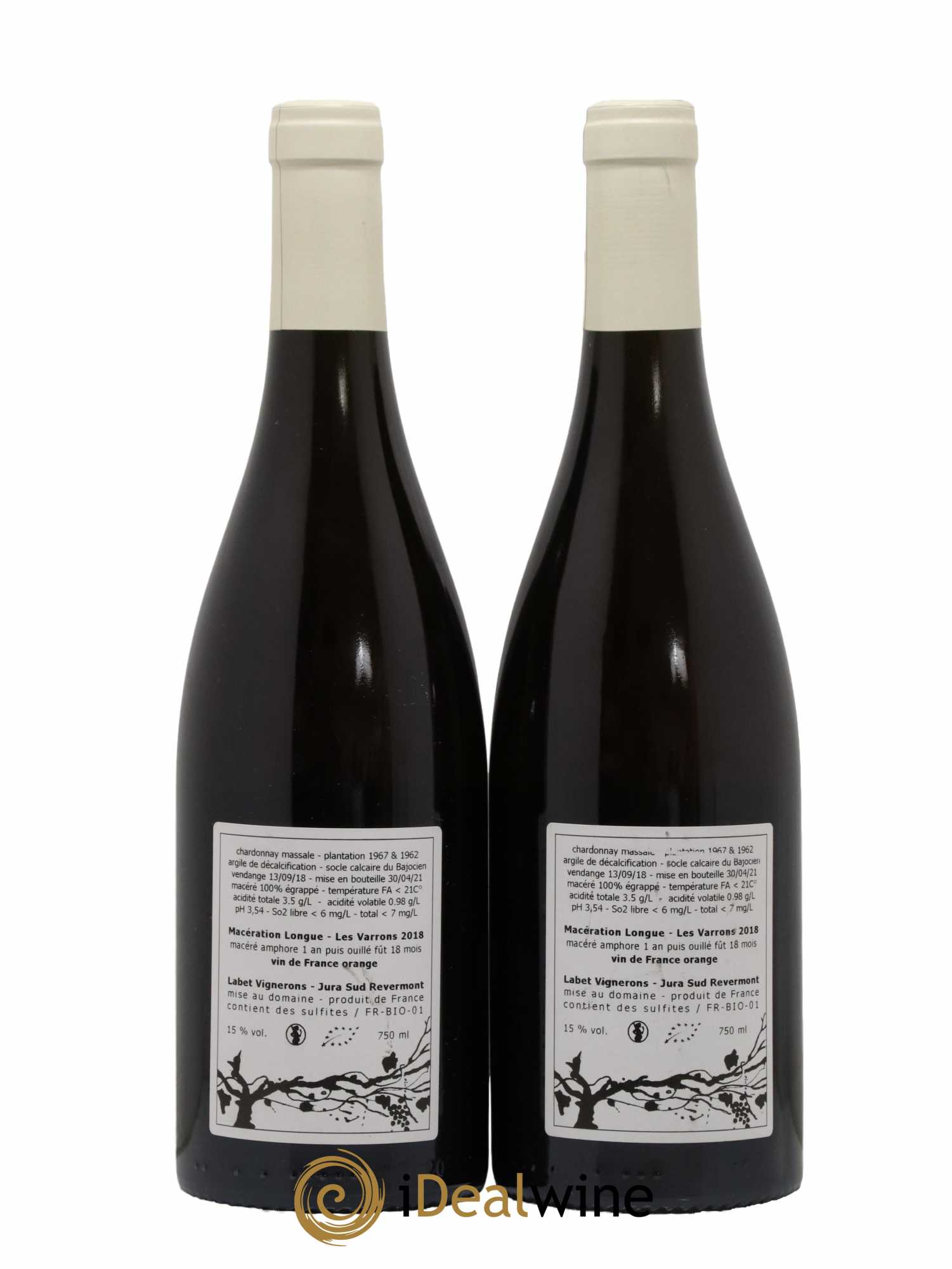Côtes du Jura Chardonnay Les Varrons Macération Romain - Julien - Charline Labet 2018 - Lot de 2 bouteilles - 1