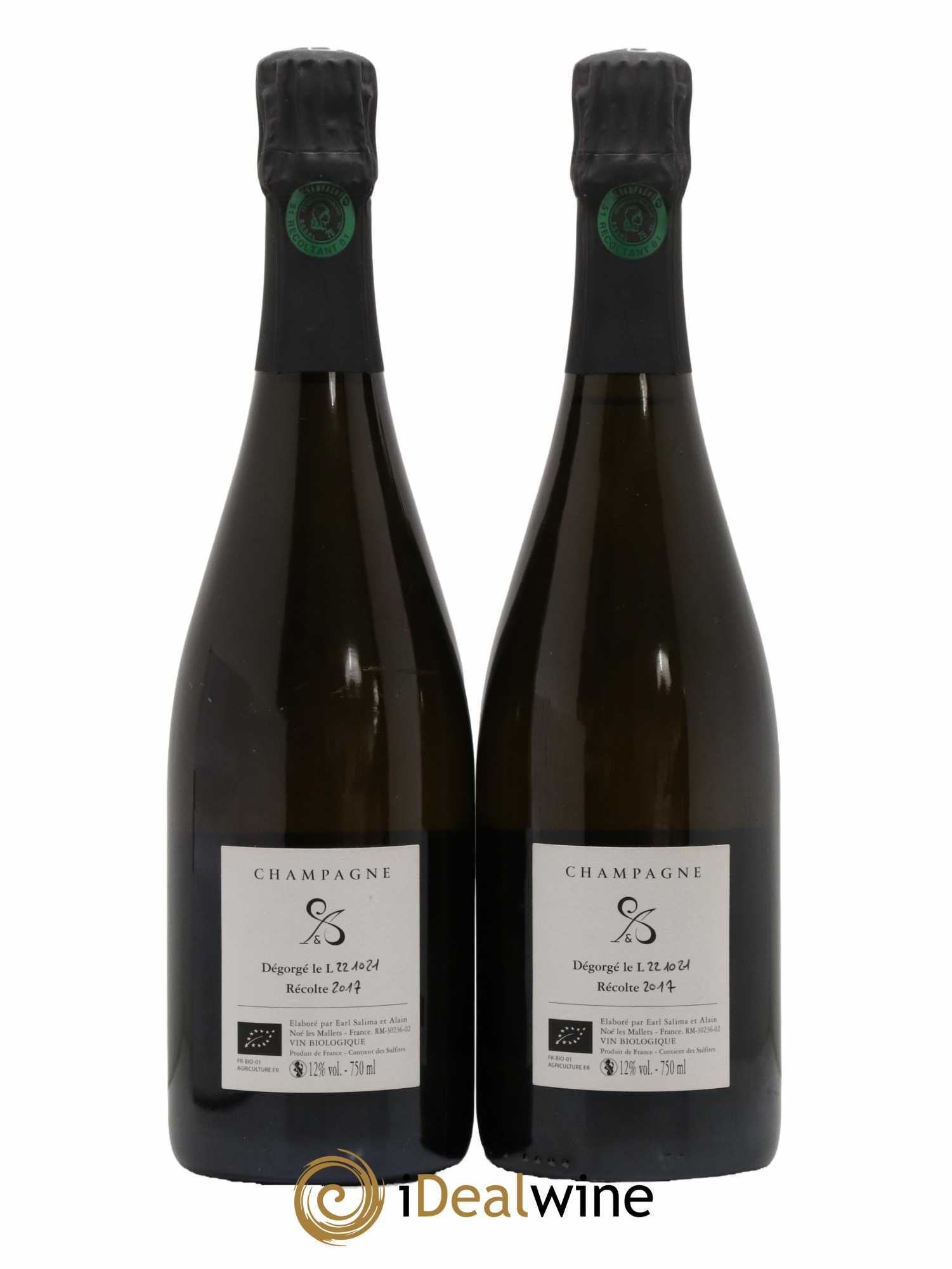 Champagne Clair Obscur Brut Nature Salima et Alain Cordeuil 2017 - Lot of 2 bottles - 1