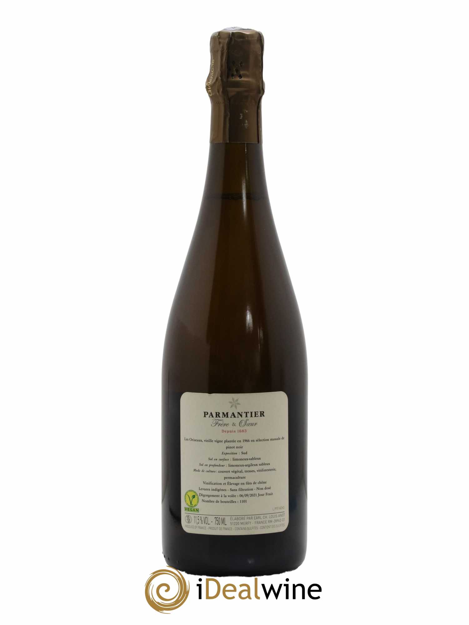 Champagne Brut Nature Les Oriseaux Blanc de Noirs Parmantier Frère et Soeur 2016 - Lotto di 1 bottiglia - 1