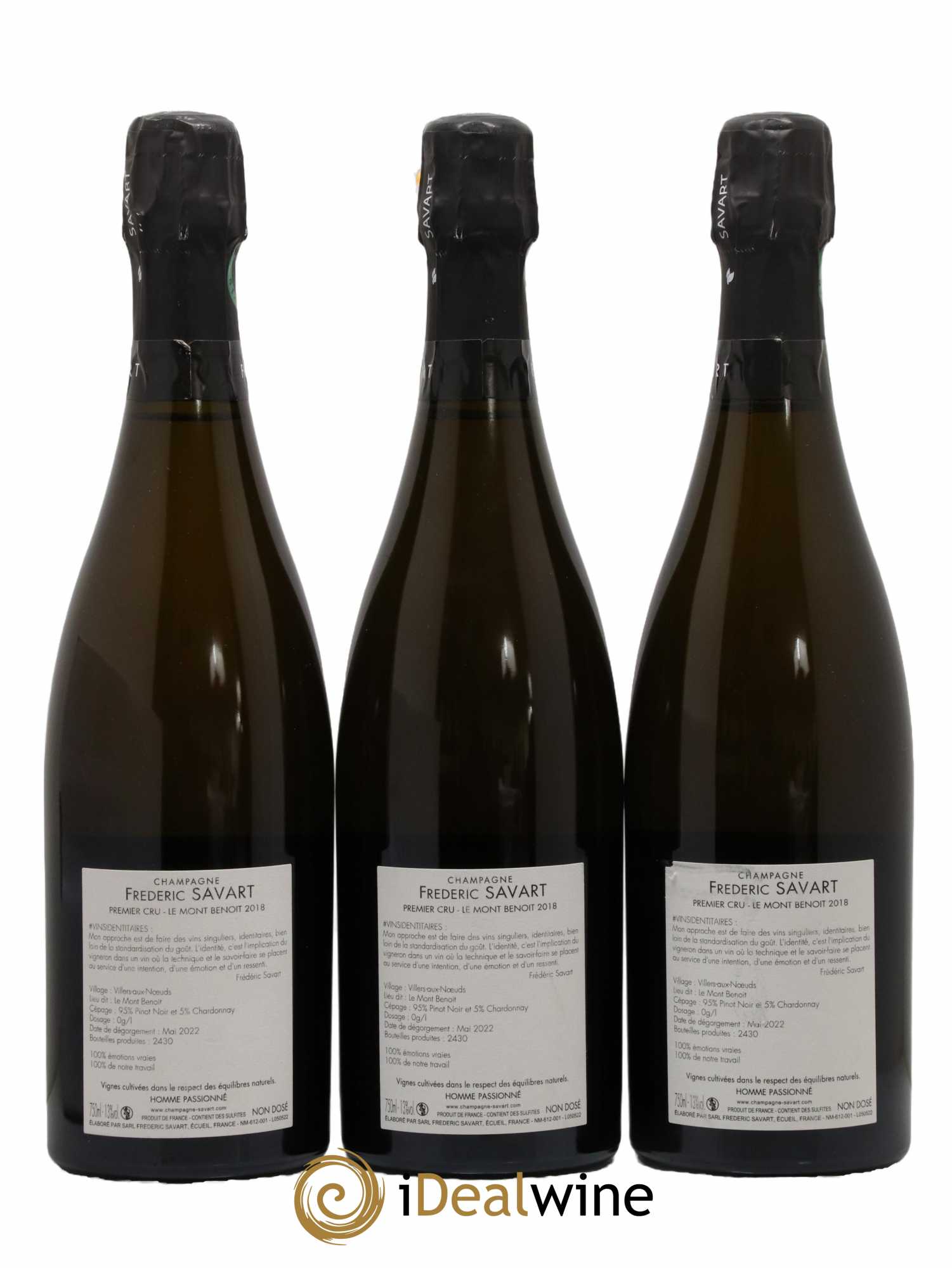 Le Mont Benoit 1er Cru Extra-Brut Vieille Vigne Savart Vieille Vigne 2018 - Lot of 3 bottles - 1