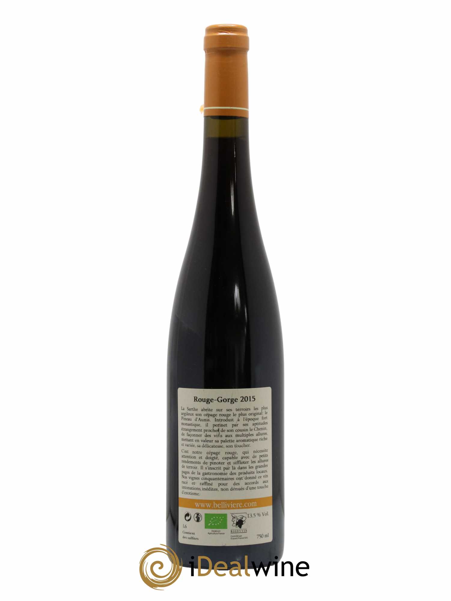 Coteaux du Loir Le Rouge Gorge Domaine de Bellivière 2015 - Lot de 1 bouteille - 1