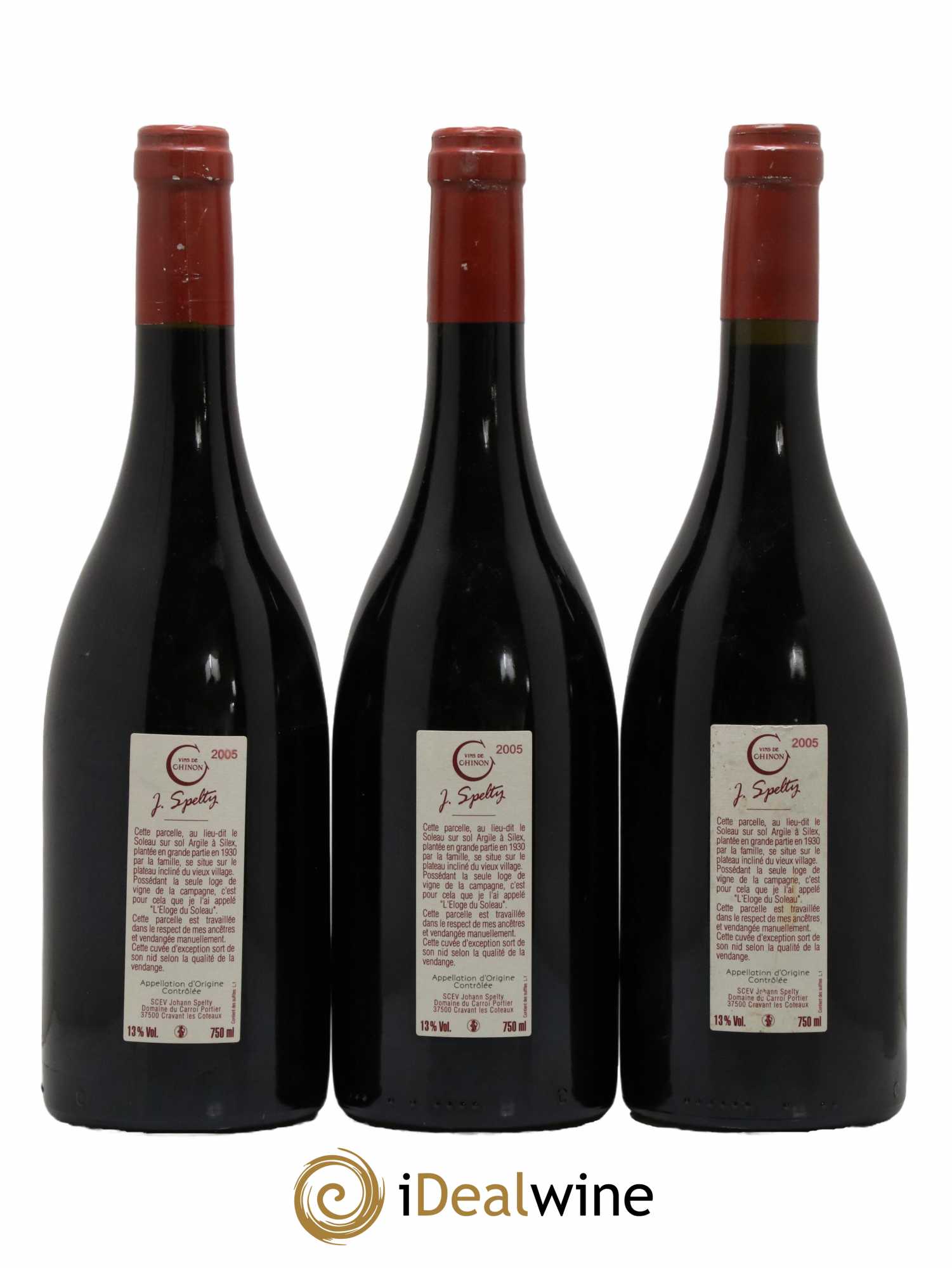 Chinon L'Eloge Du Soleau Johann Spelty 2005 - Lot de 3 bouteilles - 1