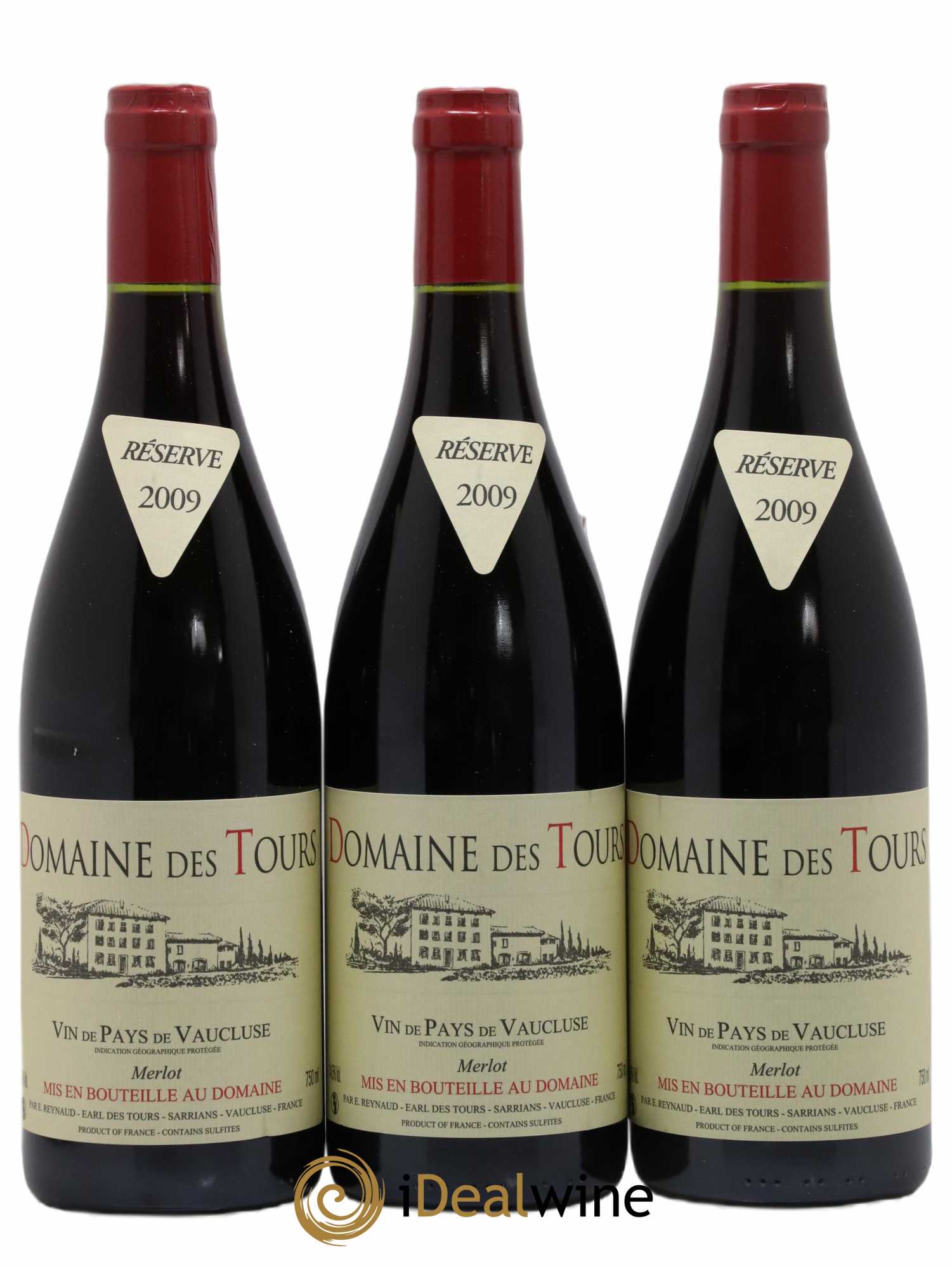 Vaucluse Domaine des Tours Merlot Emmanuel Reynaud 2009 - Lot de 3 bouteilles - 0