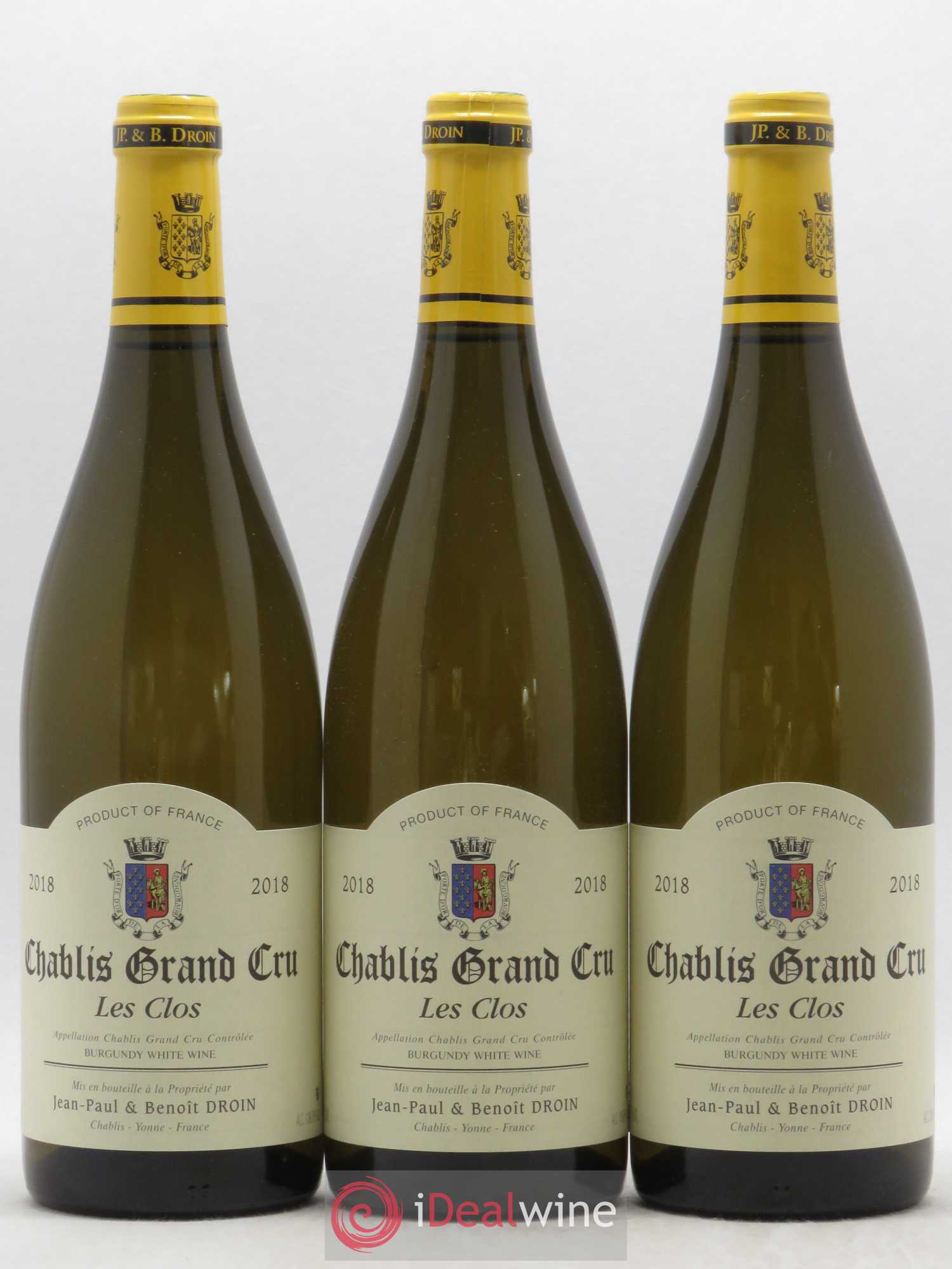 Chablis Grand Cru Les Clos Jean-Paul & Benoît Droin (Domaine) 2018 - Lot de 3 bouteilles - 0