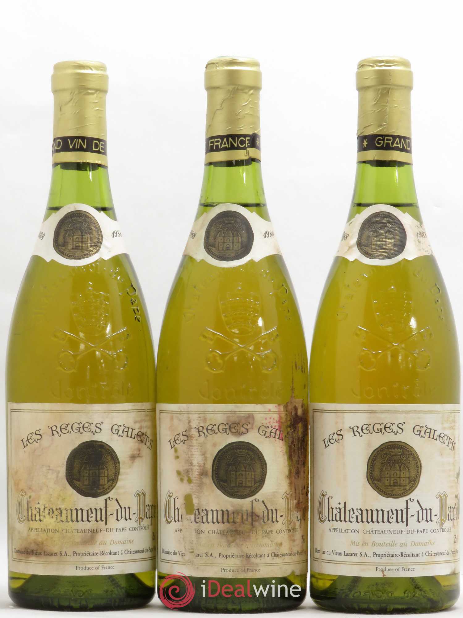 Châteauneuf-du-Pape Les Reges Galets Domaine du Vieux Lazaret 1988 - Posten von 3 Flaschen - 0