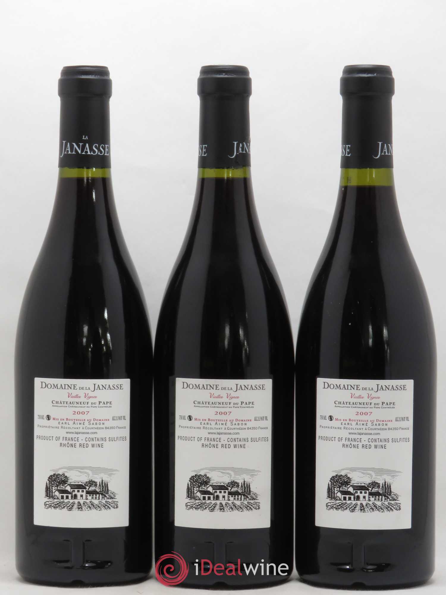 Châteauneuf-du-Pape Cuvée Vieilles Vignes La Janasse (Domaine de) 2007 - Lot de 3 bouteilles - 1