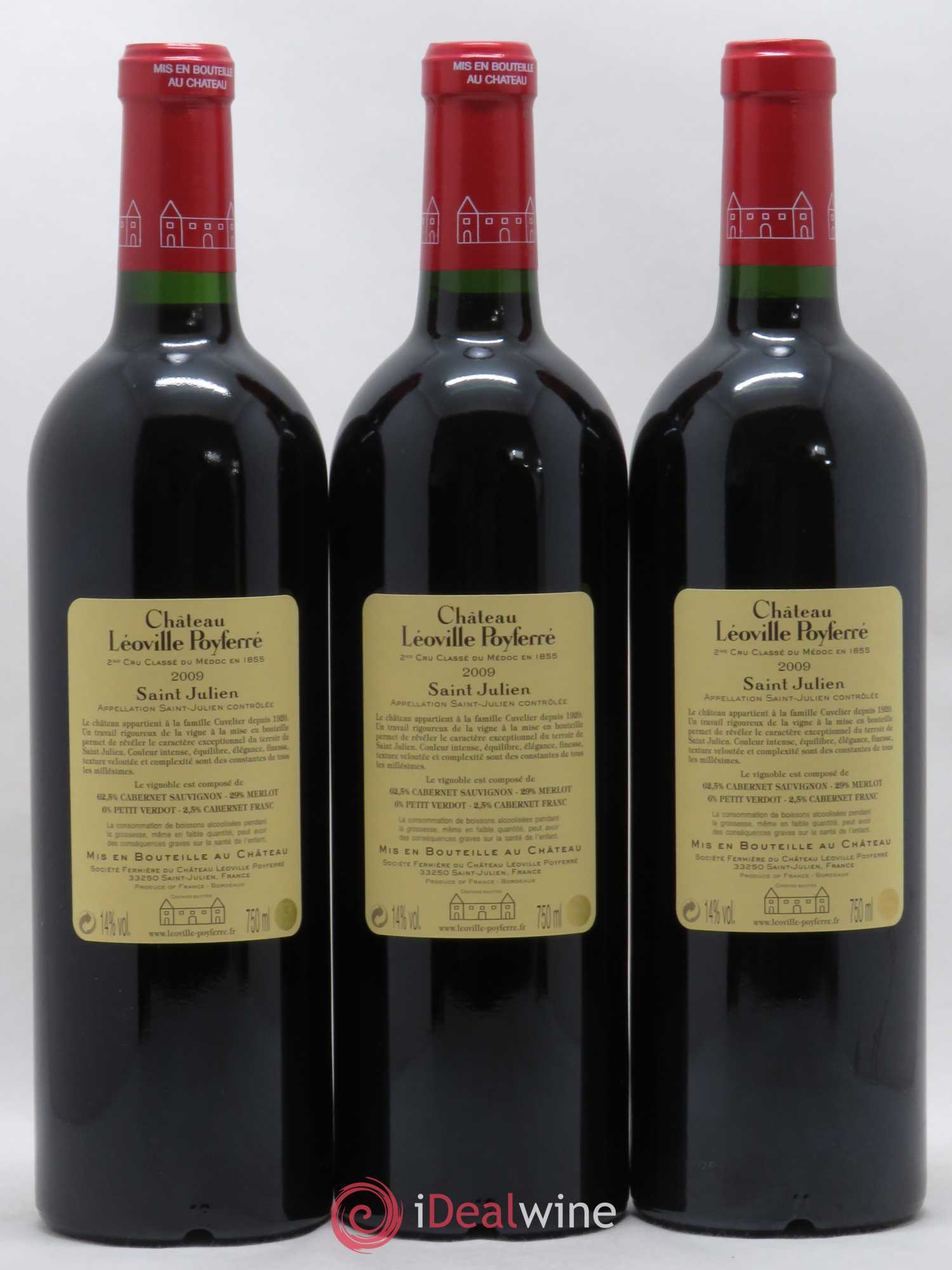 Château Léoville Poyferré 2ème Grand Cru Classé 2009 - Lot de 3 bouteilles - 1