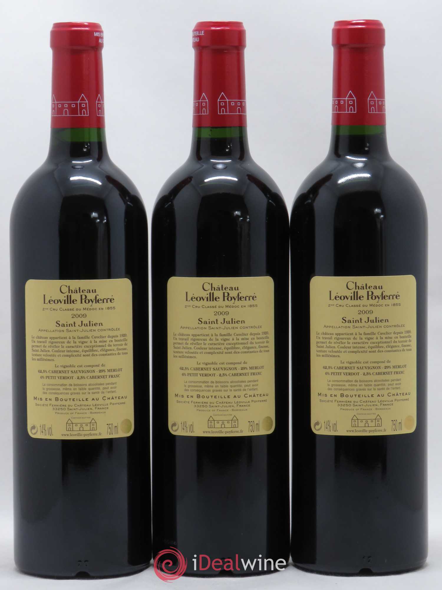 Château Léoville Poyferré 2ème Grand Cru Classé 2009 - Lot de 3 bouteilles - 1