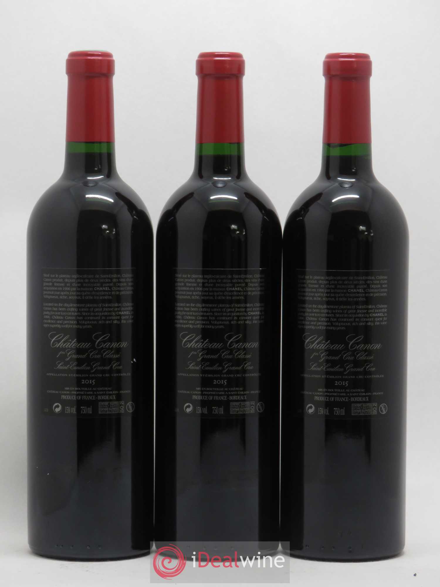Château Canon 1er Grand Cru Classé B 2015 - Lot de 3 bouteilles - 1