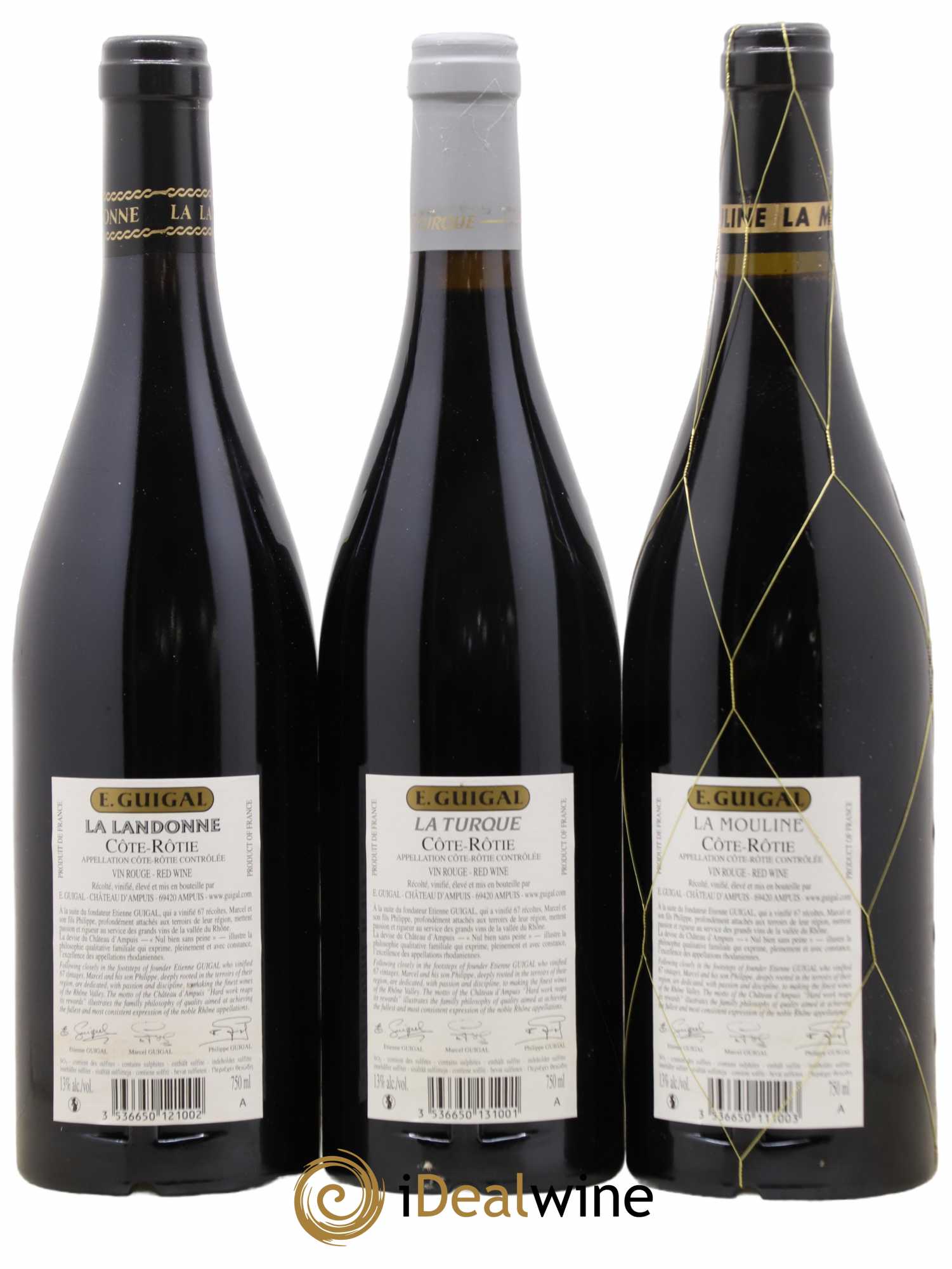 Côte-Rôtie Guigal Trilogie La Turque - La Landonne - La Mouline 2011 - Lot de 3 bouteilles - 1