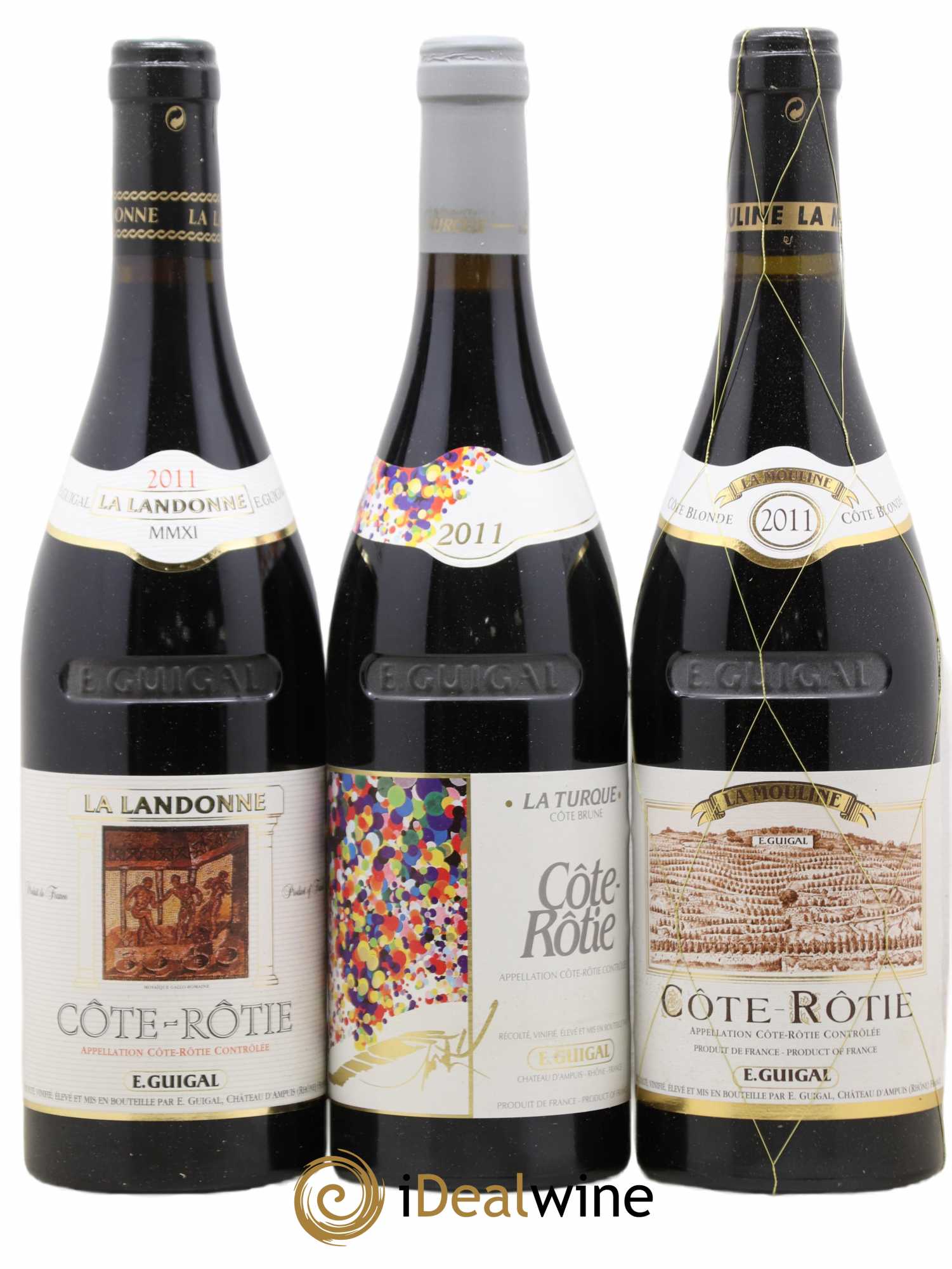 Côte-Rôtie Guigal Trilogie La Turque - La Landonne - La Mouline 2011 - Lot de 3 bouteilles - 0