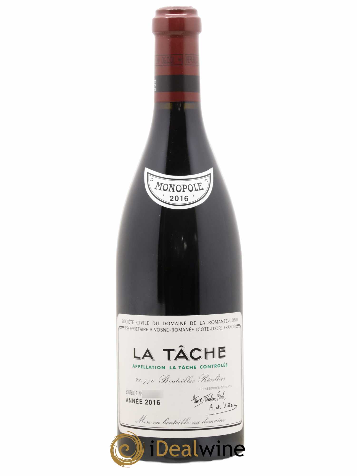 La Tâche Grand Cru Domaine de la Romanée-Conti 2016 - Lot de 1 bouteille - 0