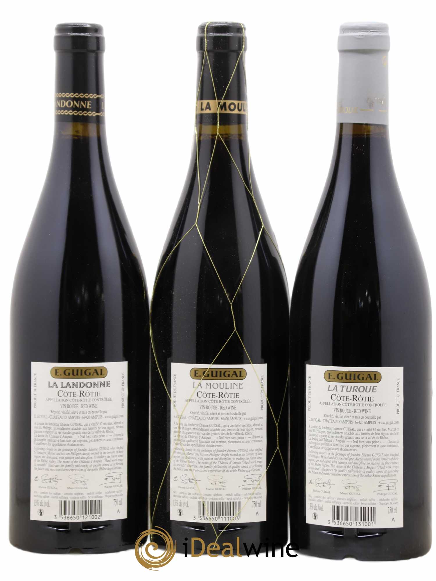 Côte-Rôtie Guigal Trilogie La Turque - La Landonne - La Mouline 2011 - Lot de 3 bouteilles - 1