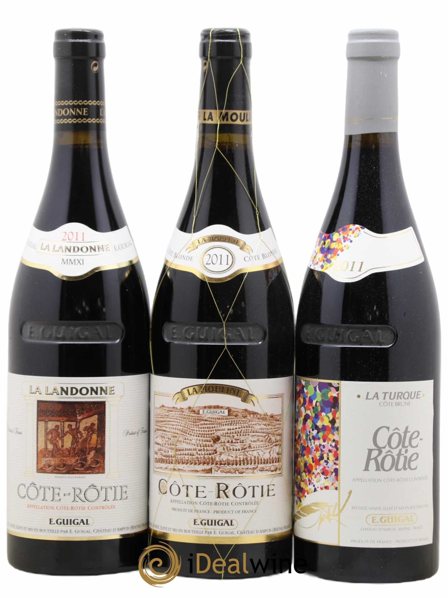 Côte-Rôtie Guigal Trilogie La Turque - La Landonne - La Mouline 2011 - Lot de 3 bouteilles - 0