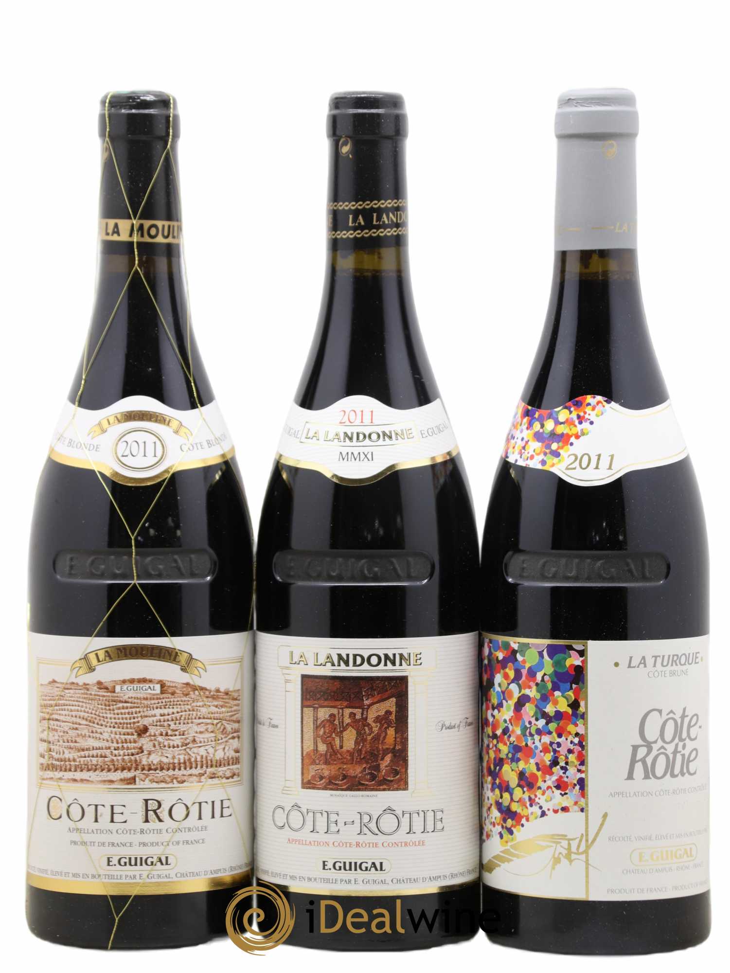 Côte-Rôtie Guigal Trilogie La Turque - La Landonne - La Mouline 2011 - Lot de 3 bouteilles - 0